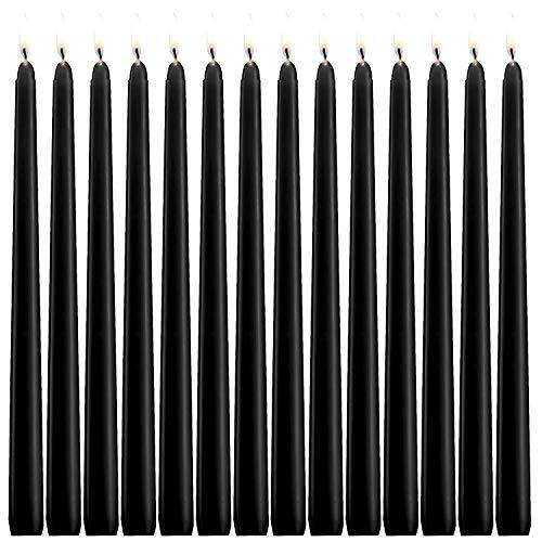 Black Taper Candles – Set of 14 Dripless Candles – 10 inch Tall, 3/4 inch