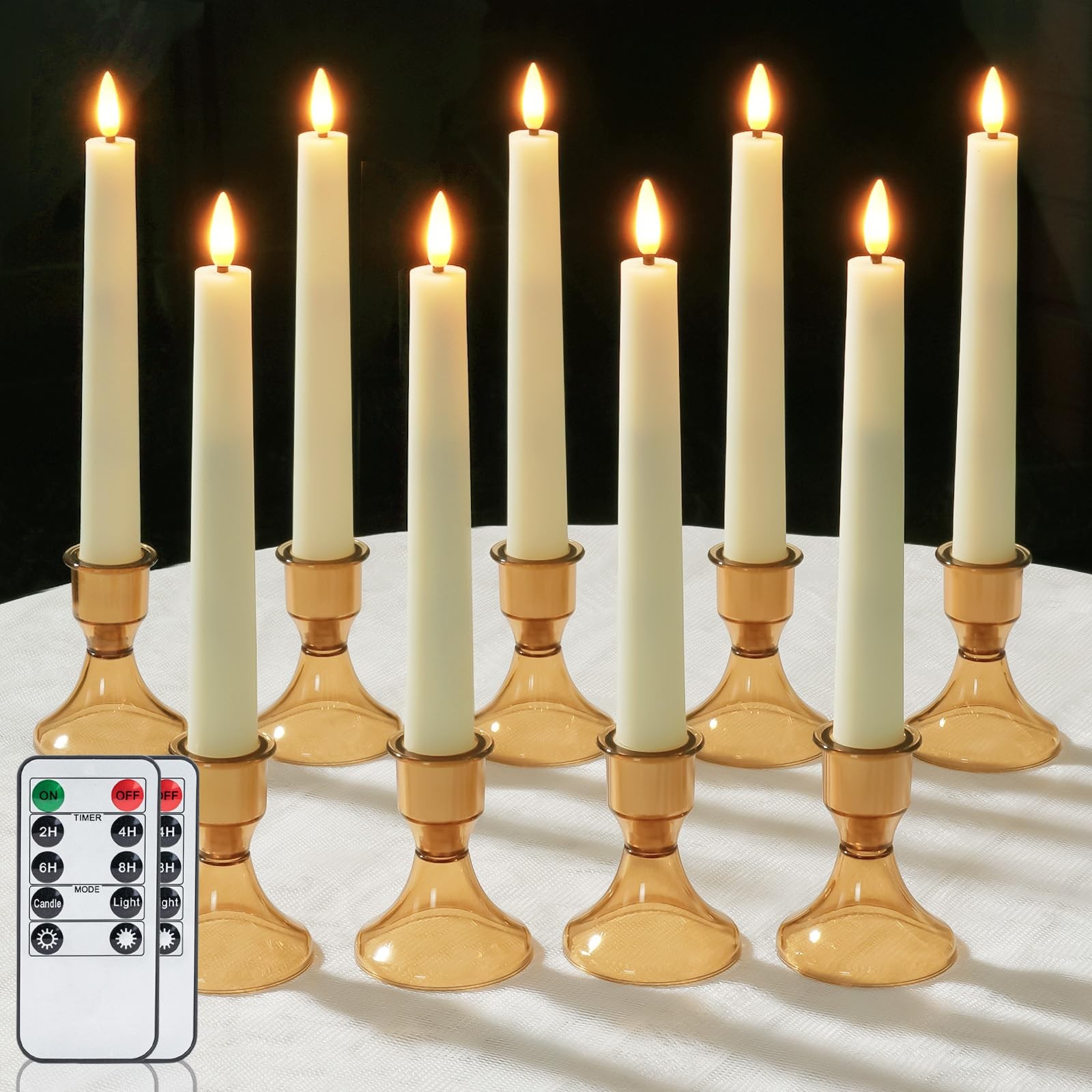 9 Pcs Flameless Taper Candles, Battery Operated Candlesticks Require 2 AAA Ba…