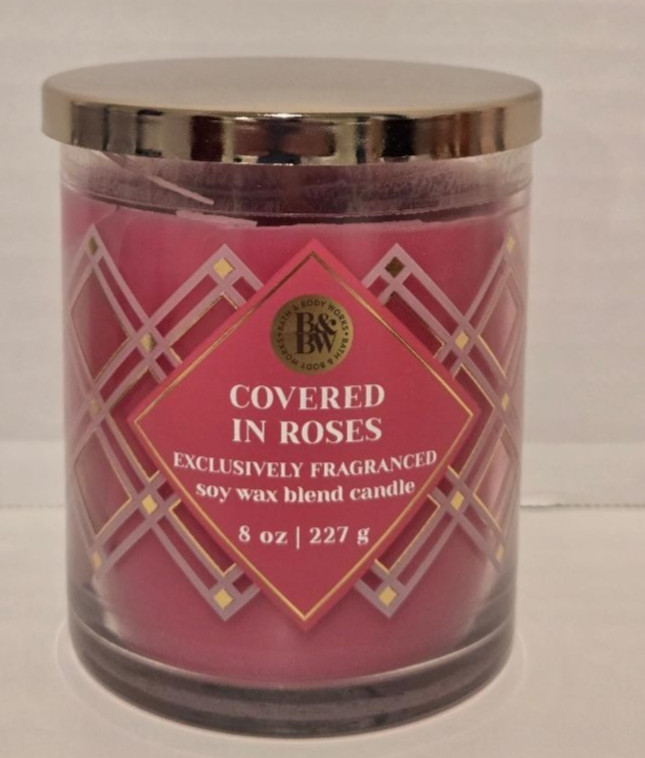 New Bath & Body Works Covered In Roses Soy Wax Blend Single Wick Candle – 8 oz.