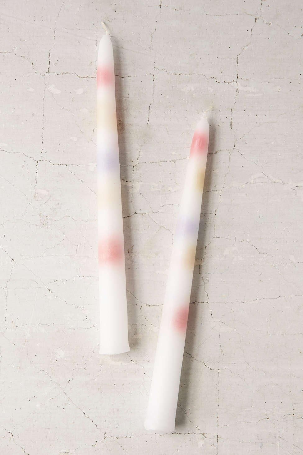 Unique White Taper Candles that Melt into Color – 9.5″ Tall, Set of 2