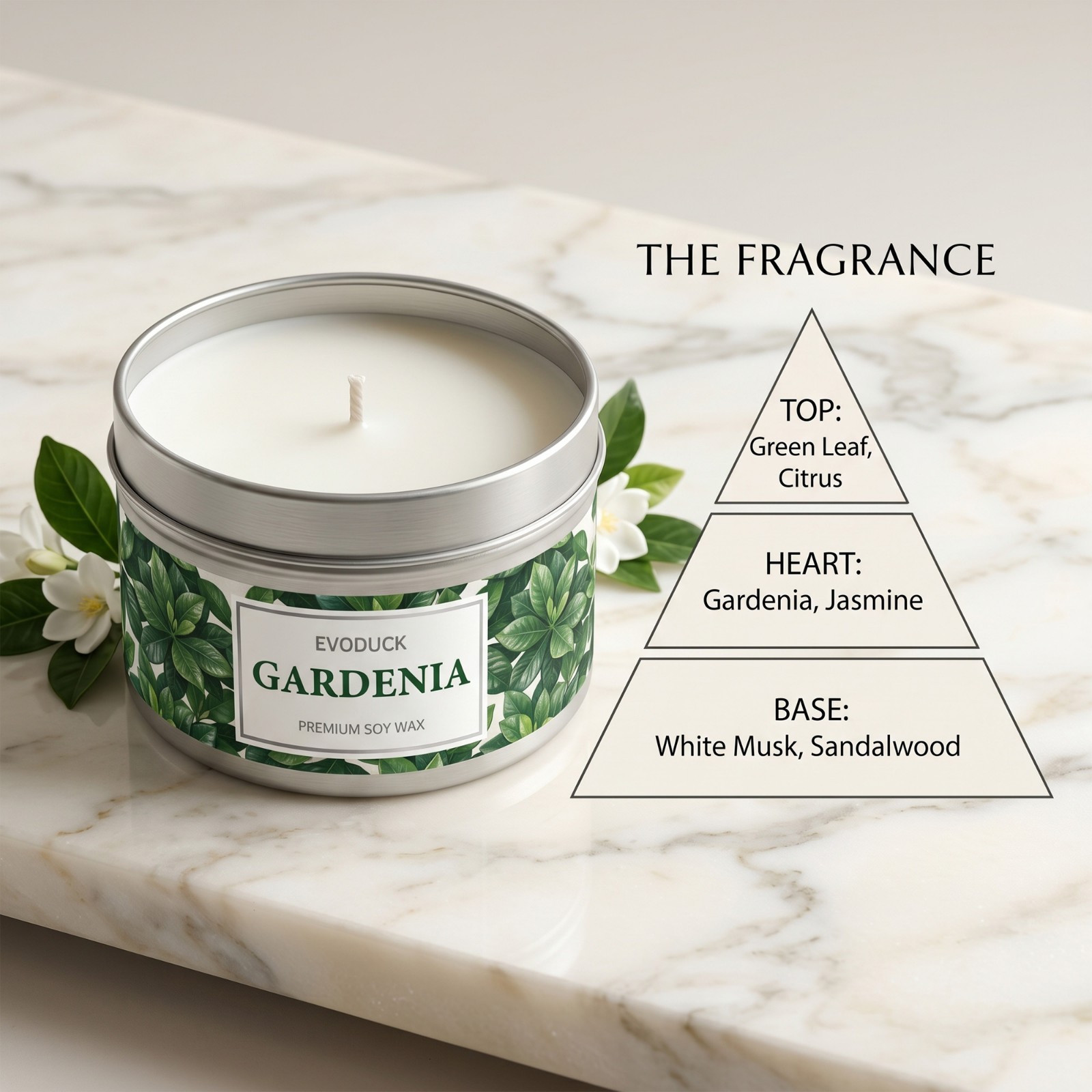 2 Pack Gardenia Scented Candle Soy Floral Home Fragrance Gift for Her Aroma
