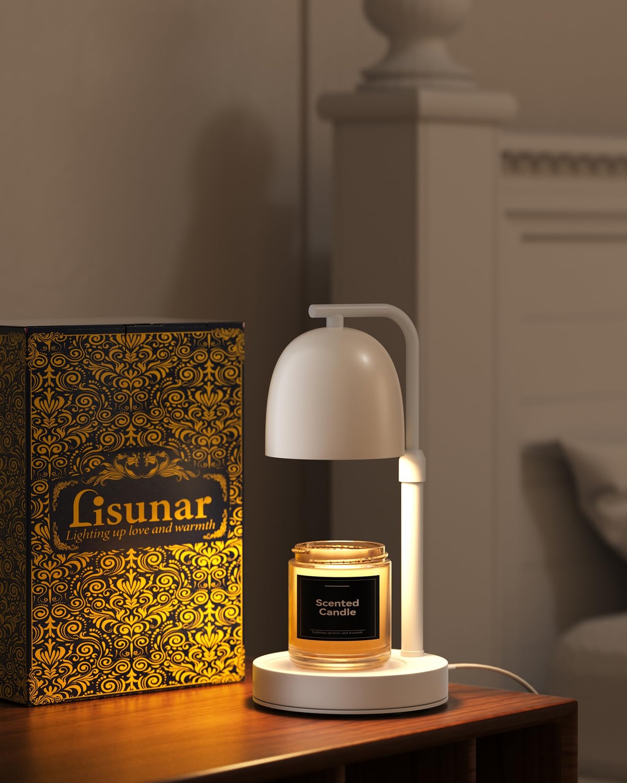 Candle Warmer Lamp with Timer & Dimmable, Adjustable Height White Candle Warm…