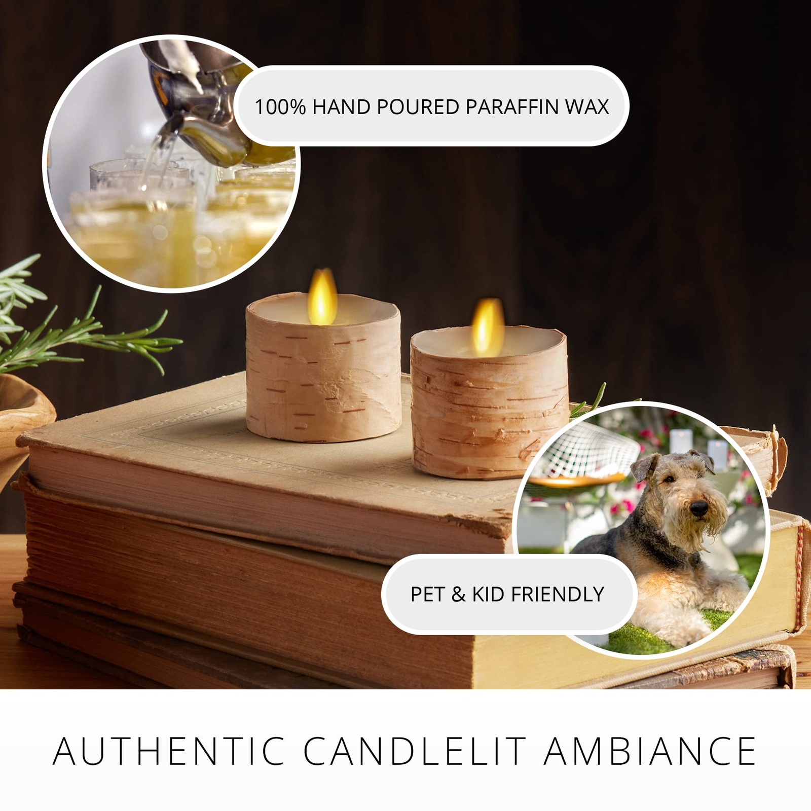Luminara Moving Flame LED Flameless Tealight (1.4″ x 2″) Battery Operated Pla…