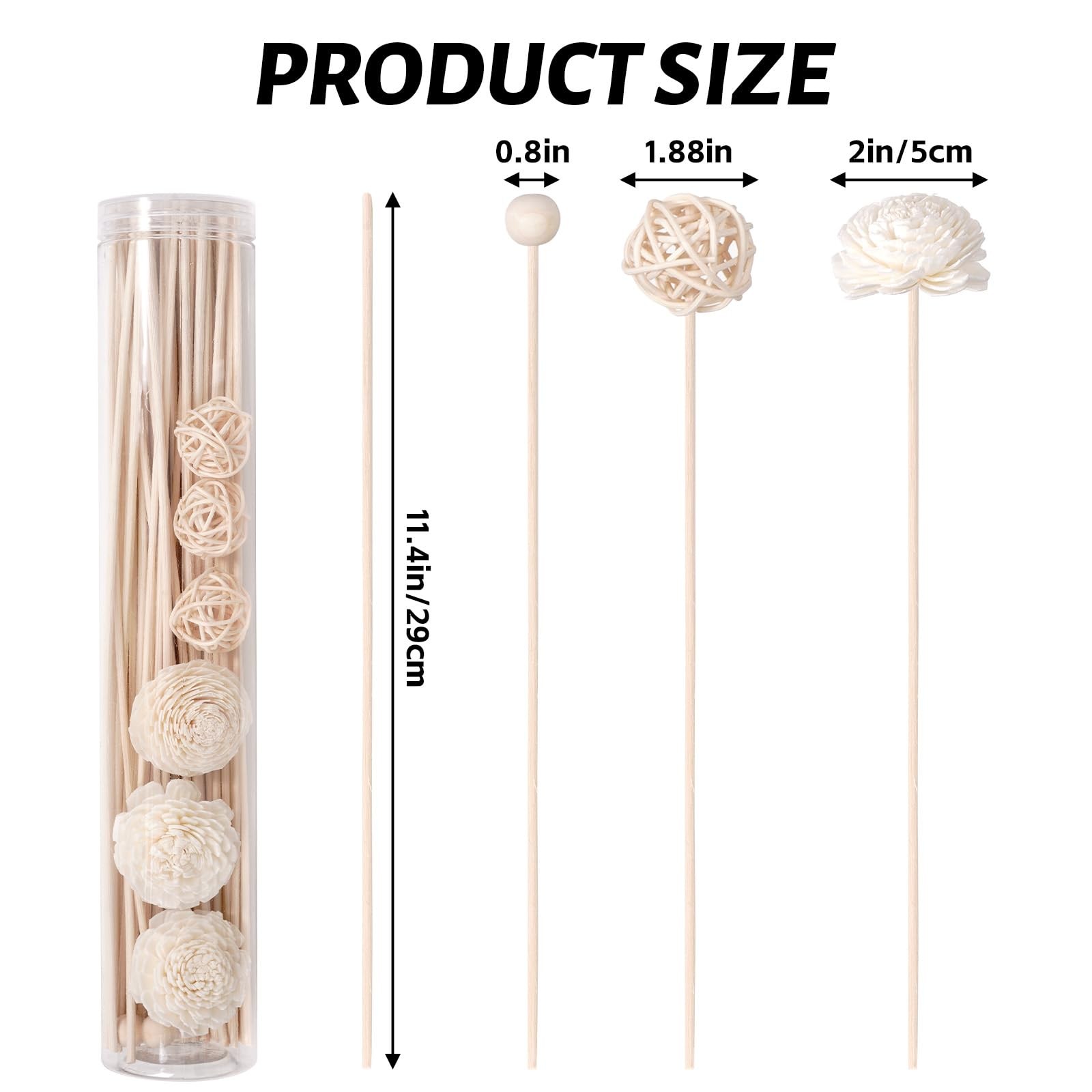 Haakong 50 Pcs Reed Diffuser Sticks Rattan Flower 11”, Primary Color