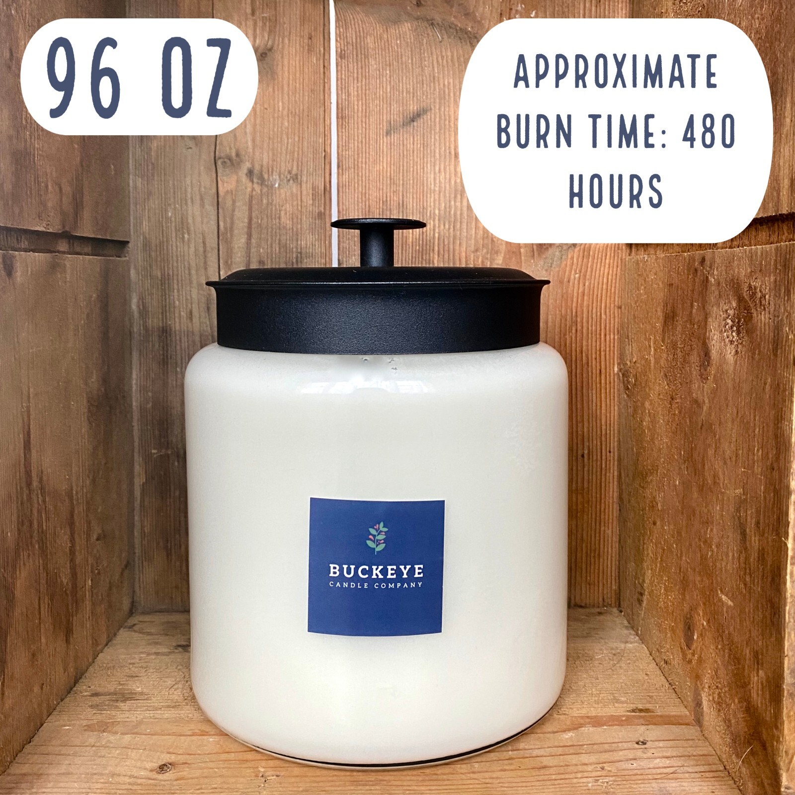 Large 96 Oz Soy Candle Apothecary Jar with Black Lid, Fraser Fir Scent