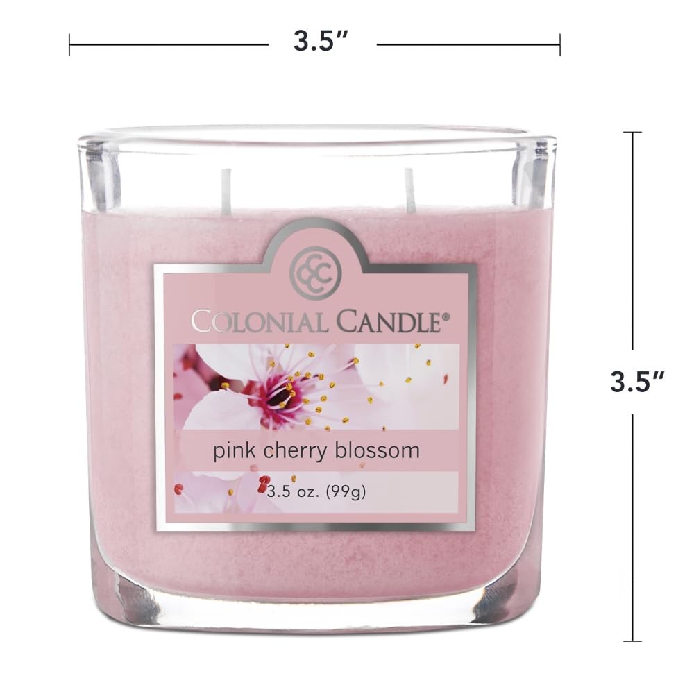 Pink Cherry Blossom Scented Jar Candle 2 Wick, 3.5 oz Mottled Wax
