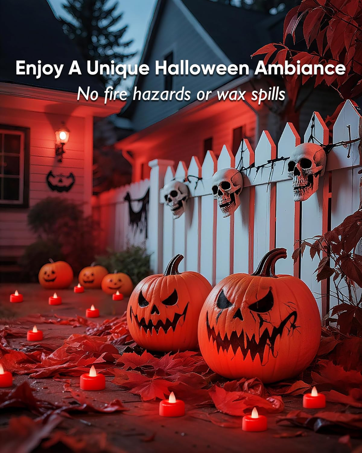 12 Pack Red Flameless LED Tea Lights Candles Battery Operated, Electric Fake Tea