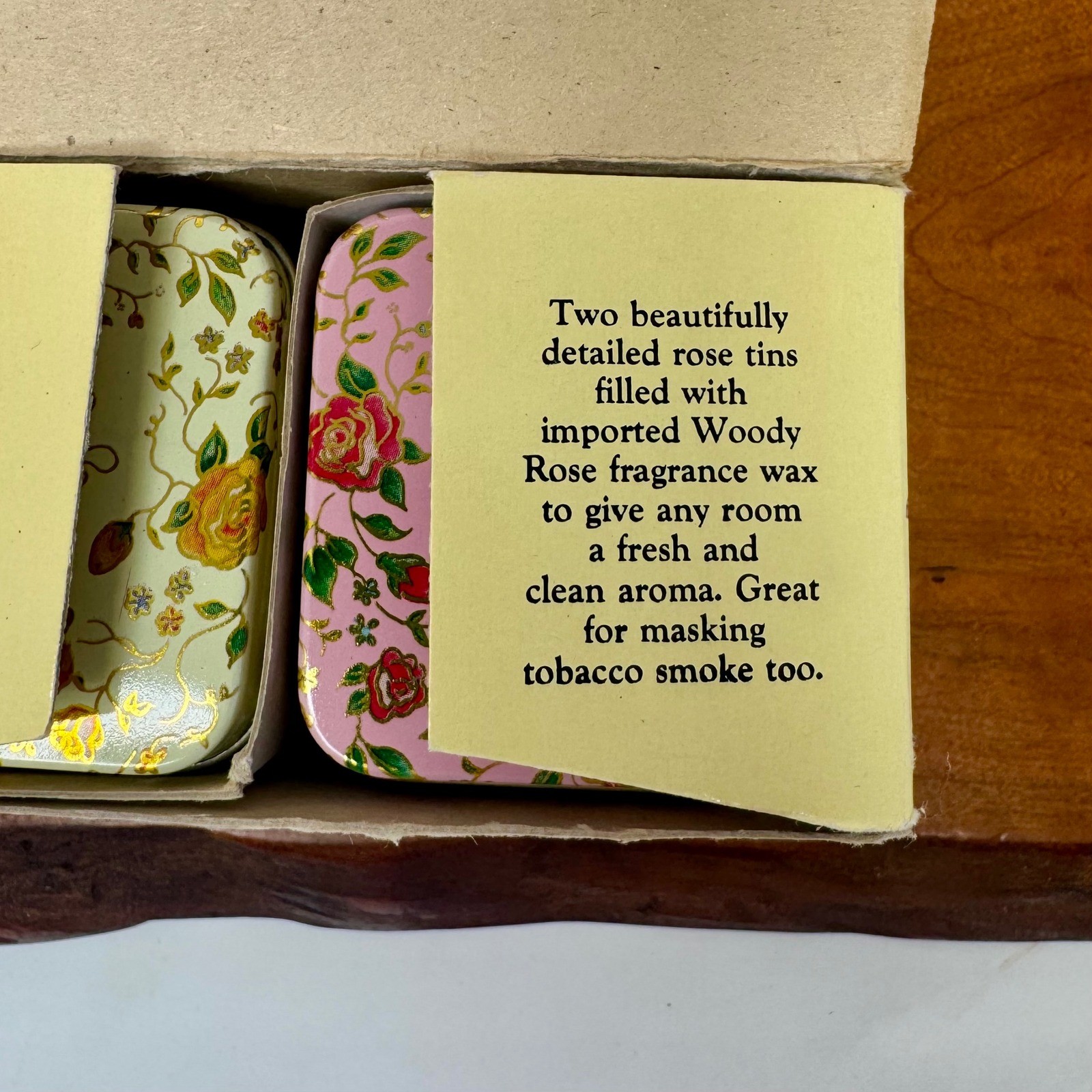 Vintage 1983 Rose Rhapsody Duo Fragrance Candles Woody Rose Floral Tins