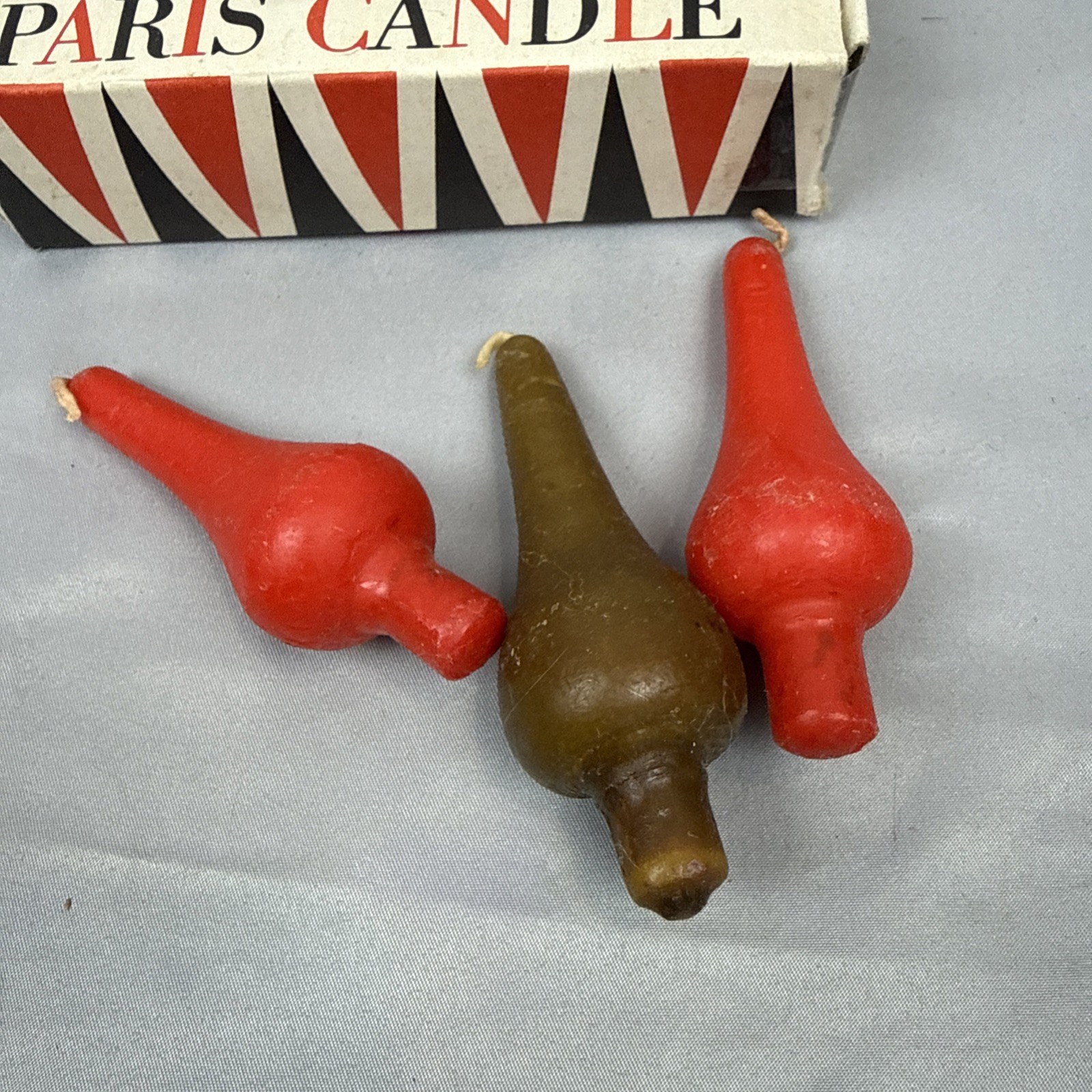 Vintage Pariserlicht Paris Candles Brown and Red Made in Germany