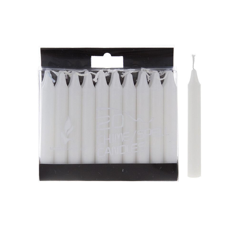 Mega Candles – Unscented 4″ Chime / Spell Taper Candles – White, Set of 20