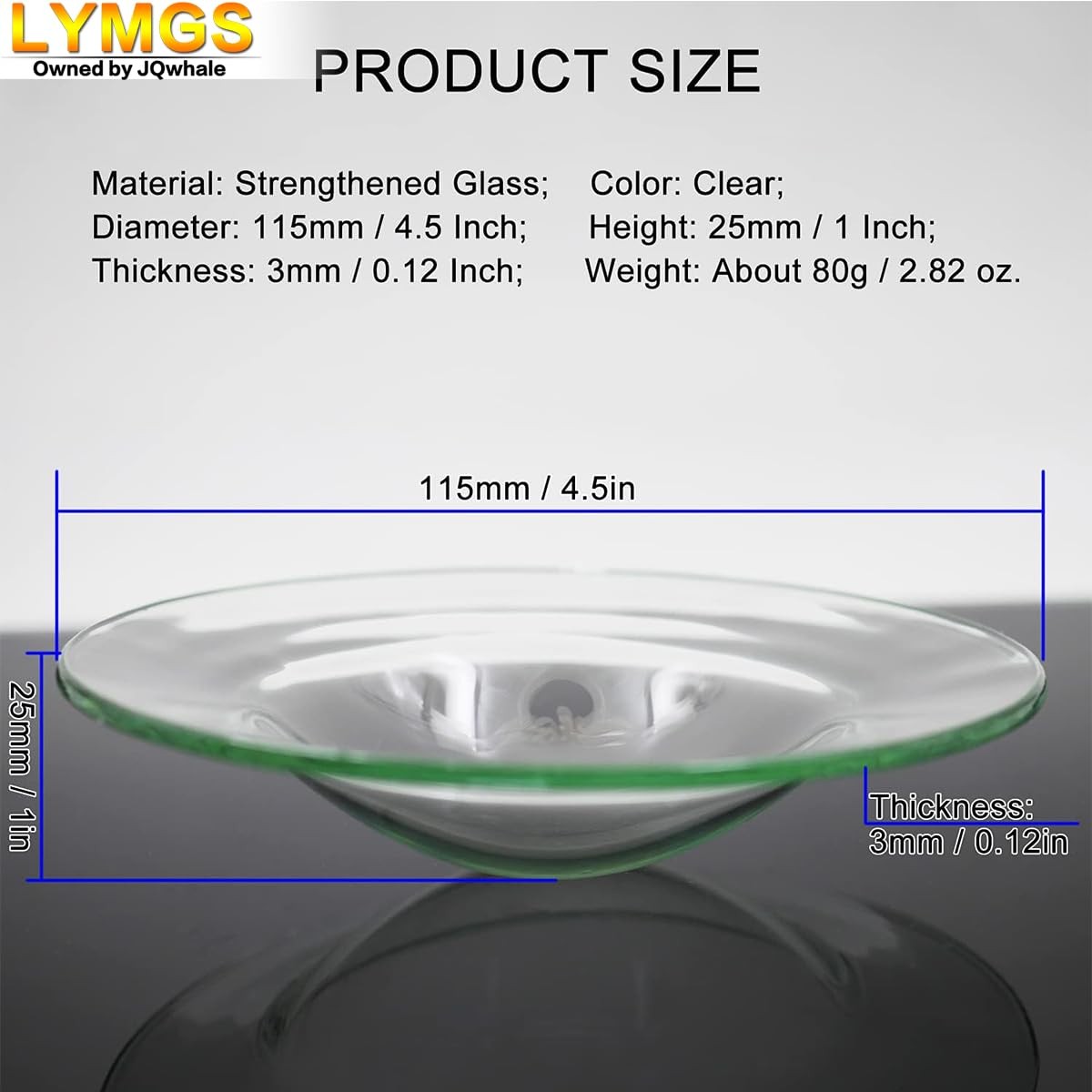 4.5″ Replacement Oil Warmer Dish, 115mm Wax Melt Warmer Liner Round Glass