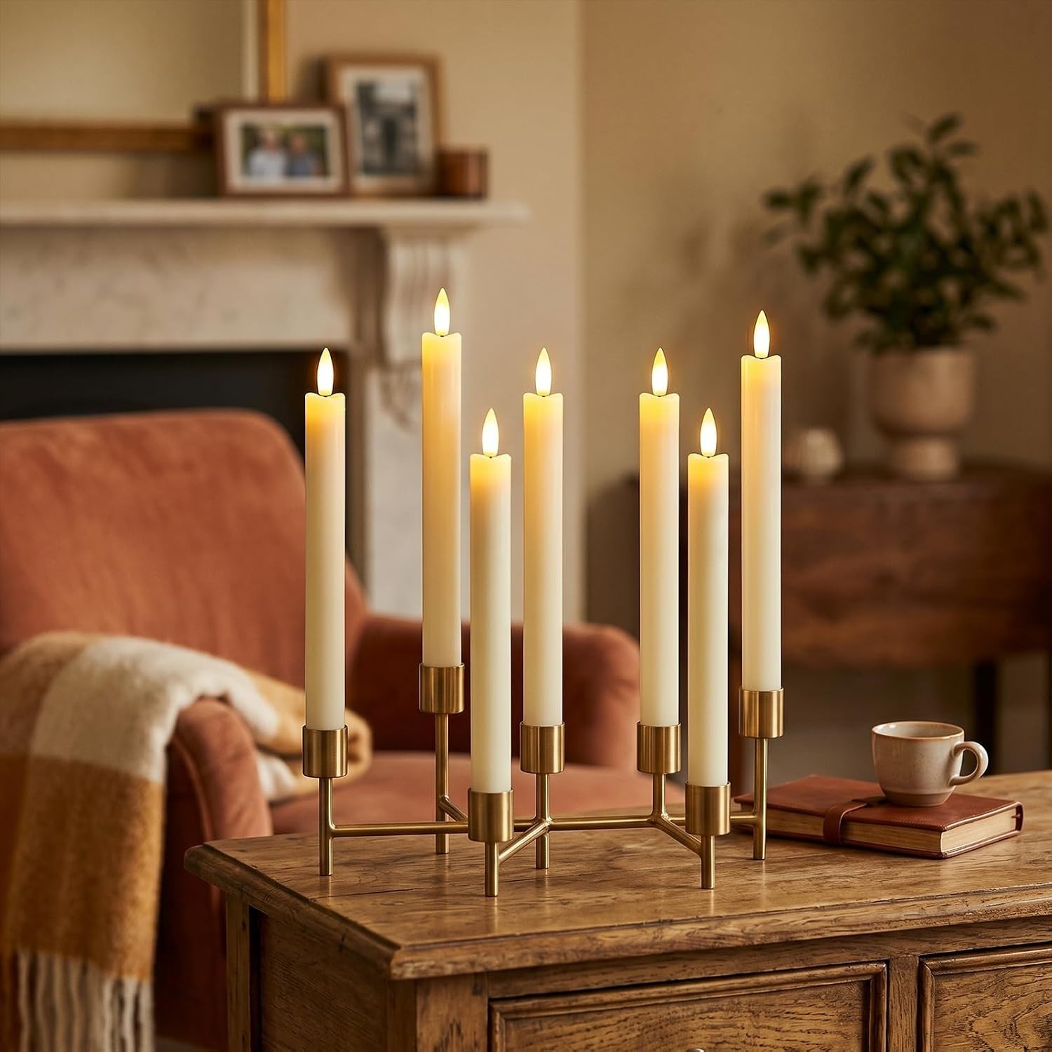 6 Ivory Flameless Candles with Dimmable Brightness & Timer – Safe Tabletop Decor