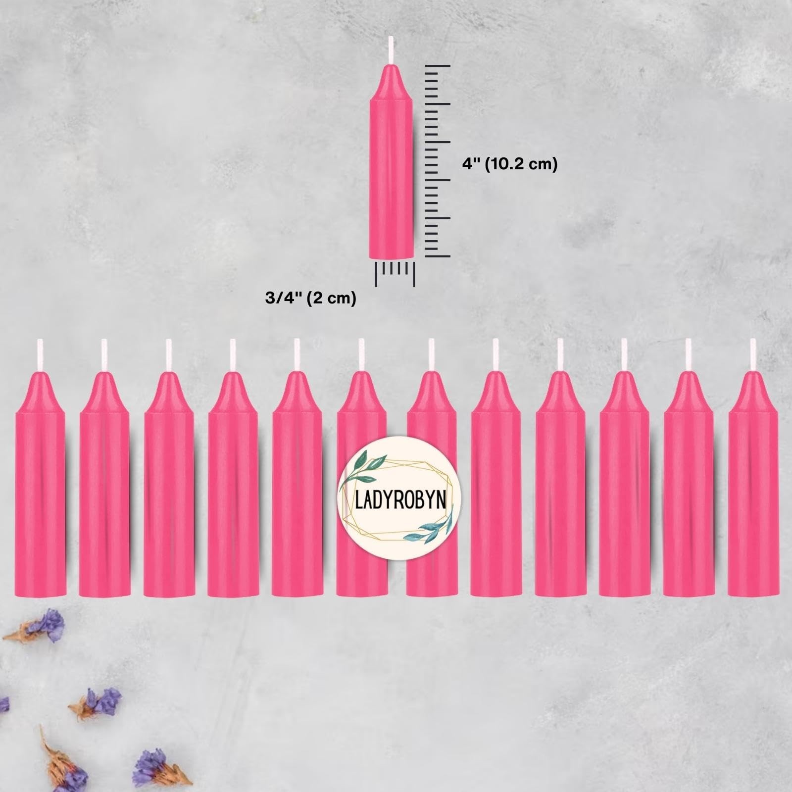 ladyrobyn Box of 12 Pink Candles | 4 inches Tall & 3/4 inch Diameter | Witchc…