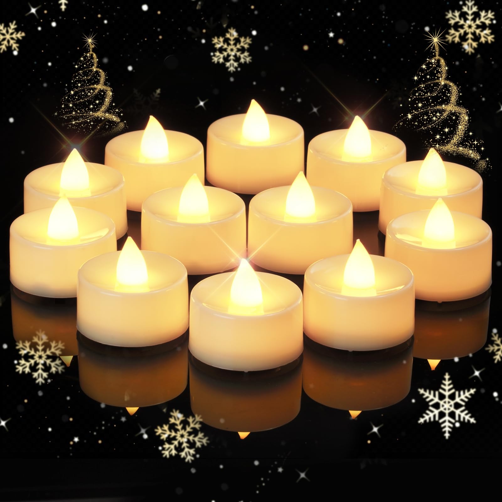 Amagic 12/24/50/100/150 Pack Battery Operated Tea Lights 12 Pcs, White