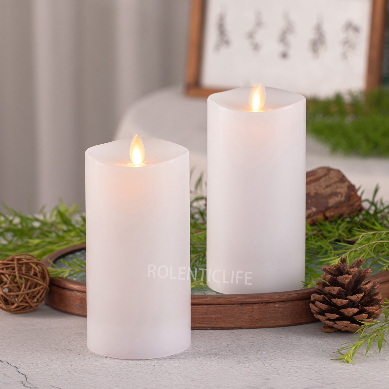 3″x6.5″ Luminara Flameless Unscent Wax Pillar Candle White w/Moving Wick Remote