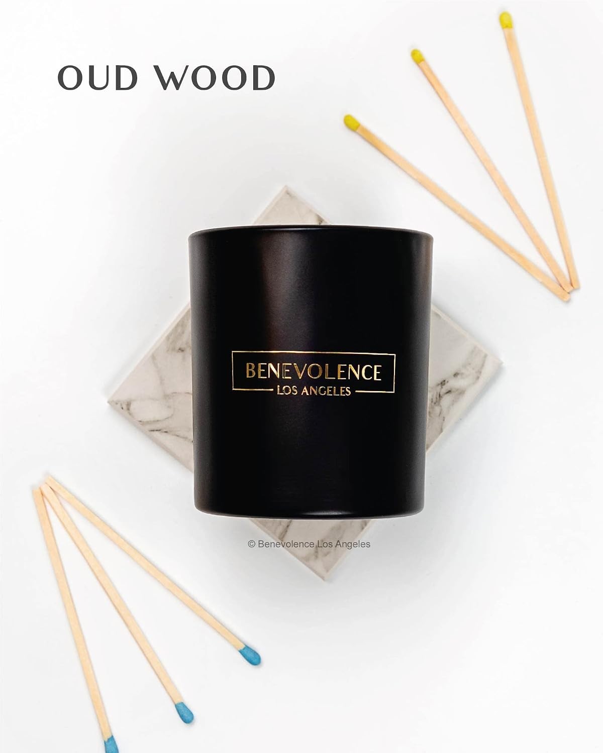 Luxury 8oz Oud Wood Candle in Matte Black Jar – Aromatherapy for Home Decor