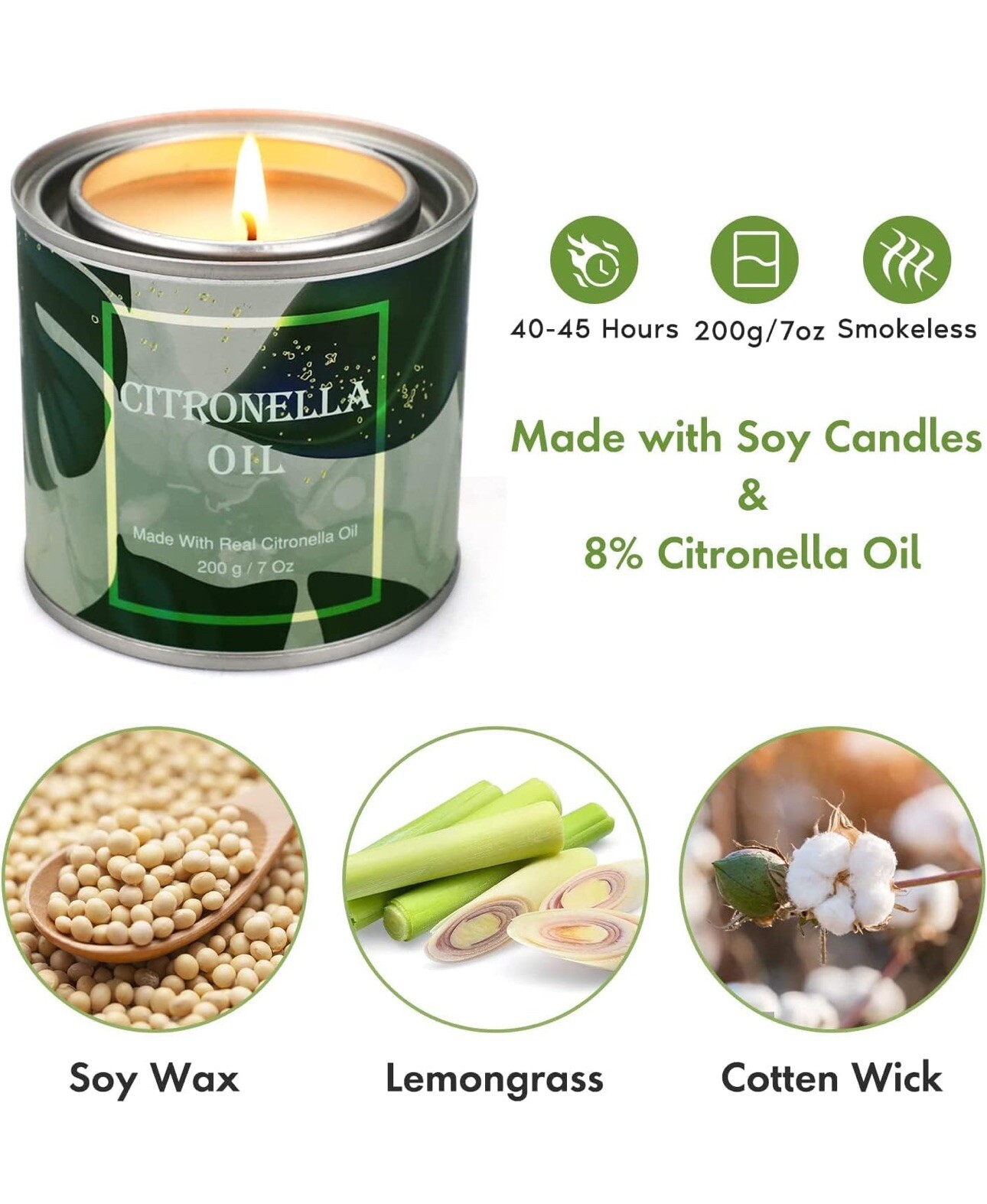 4 Pack Citronella Candles Outdoor, 28 Oz 200 Hours Burn Scented Citronella Ca…