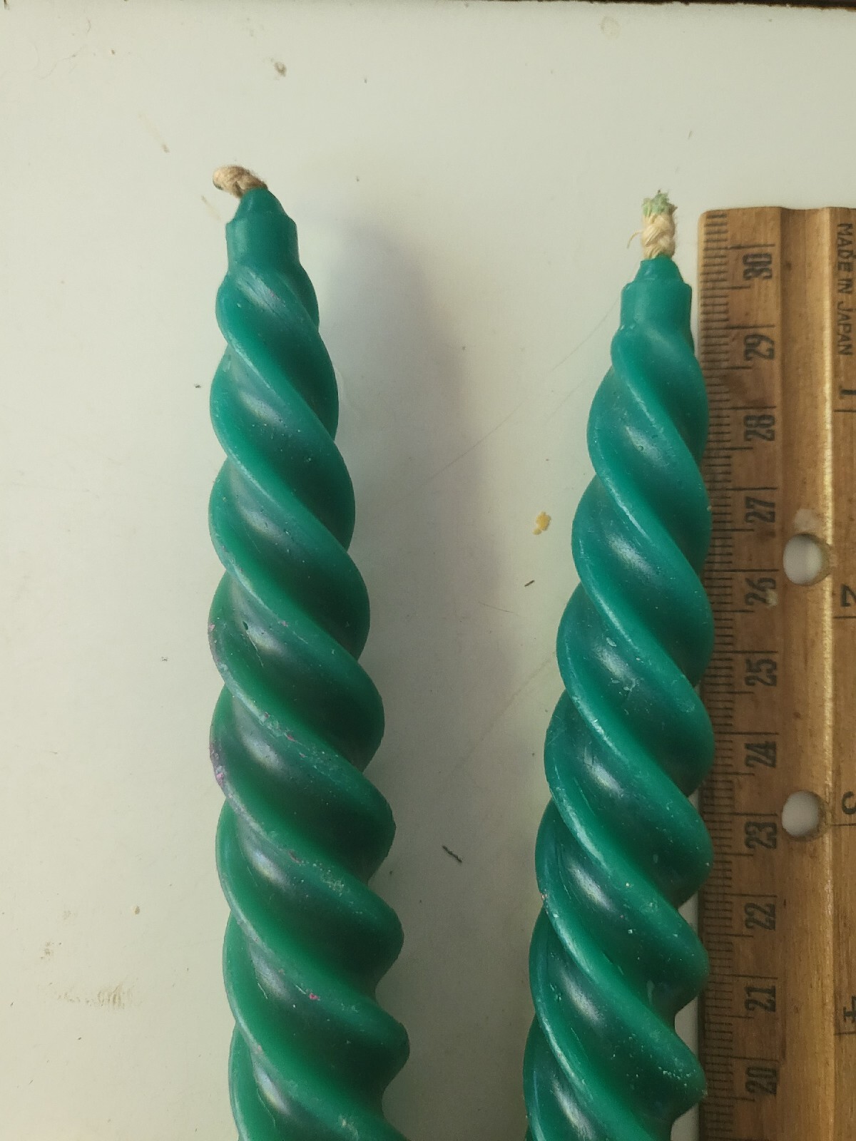 VTG Halo Spirals 12” Taper Green Candles Smokeless Dripless Long Burning 2 Set