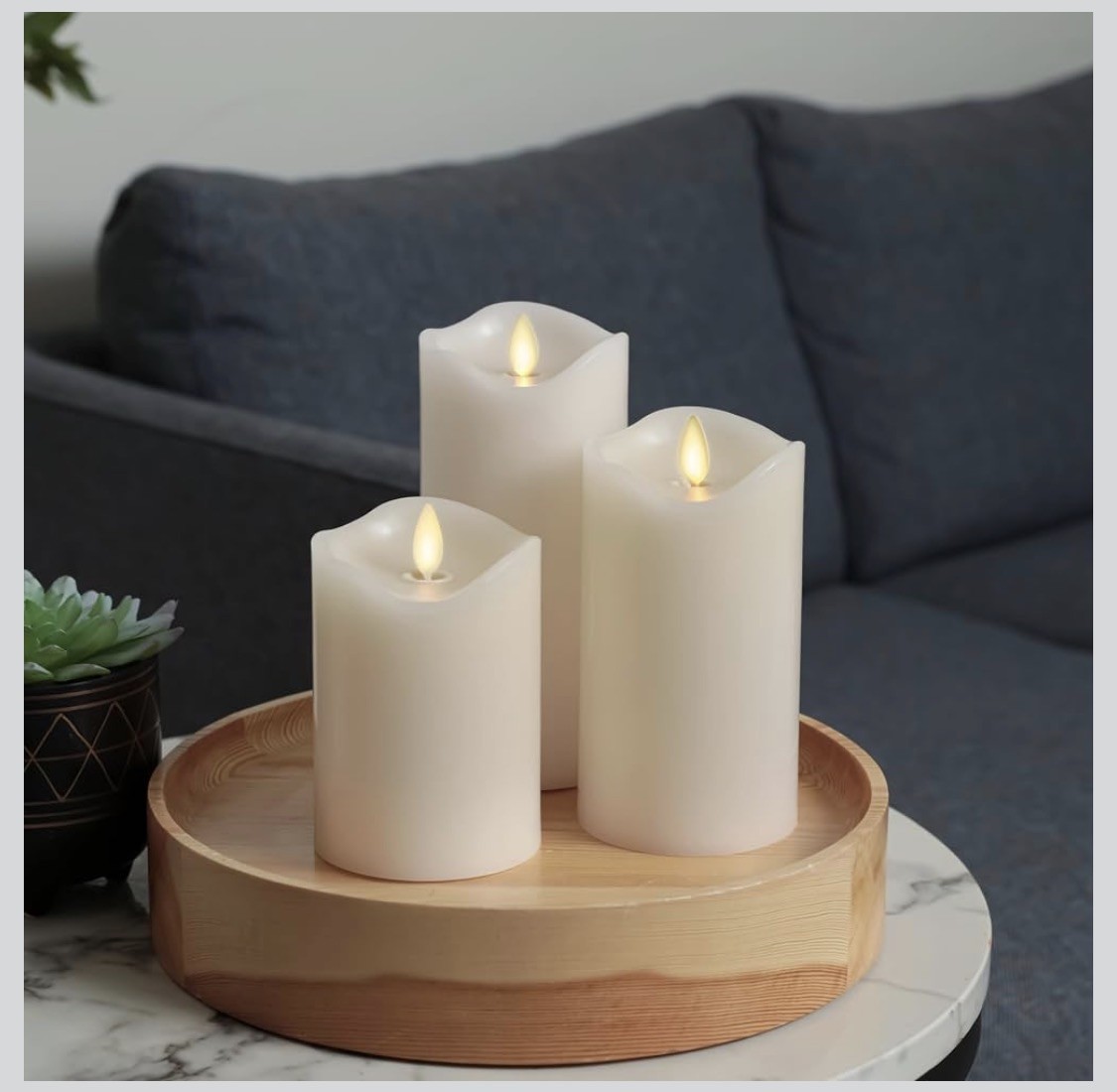 Matchless Candle Co. by Luminara Set of 3 (3″ x 4.5″,5.5″,6.5″)Flameless LED WAX