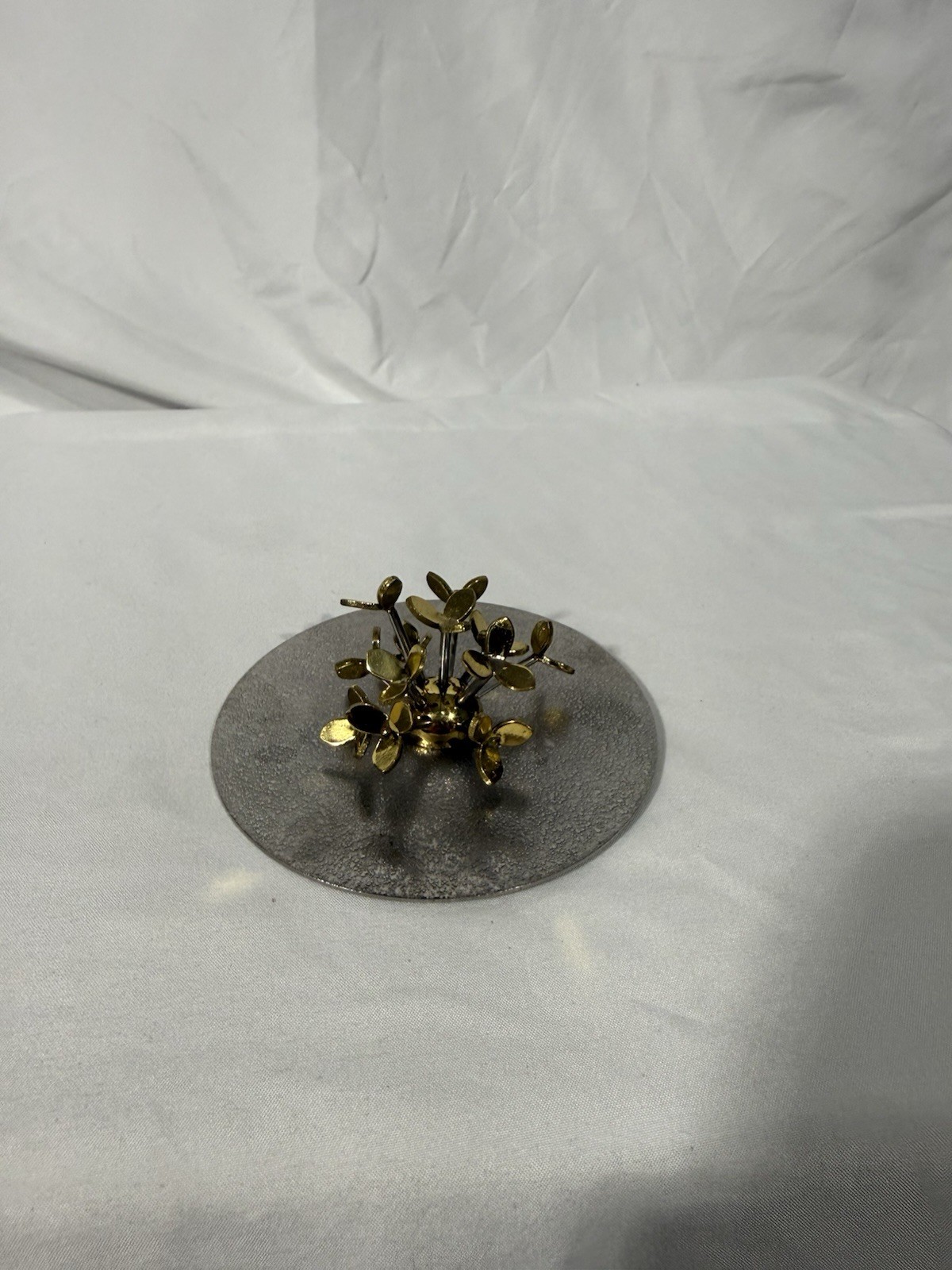 MICHAEL ARAM Gold Candle Replacement Lid, Art Sculpture Signed Flower