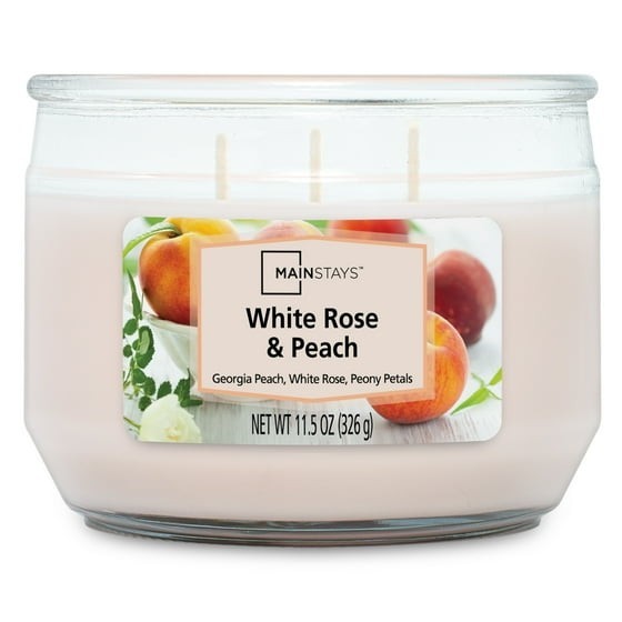 (2 pack) Mainstays White Rose & Peach 3 Wick Candle, 11.5 oz,Father’s Day