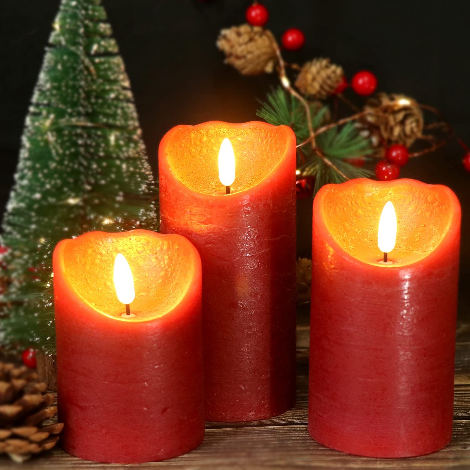 Wondise Red Flameless Candles Battery 4 inches, 5 6