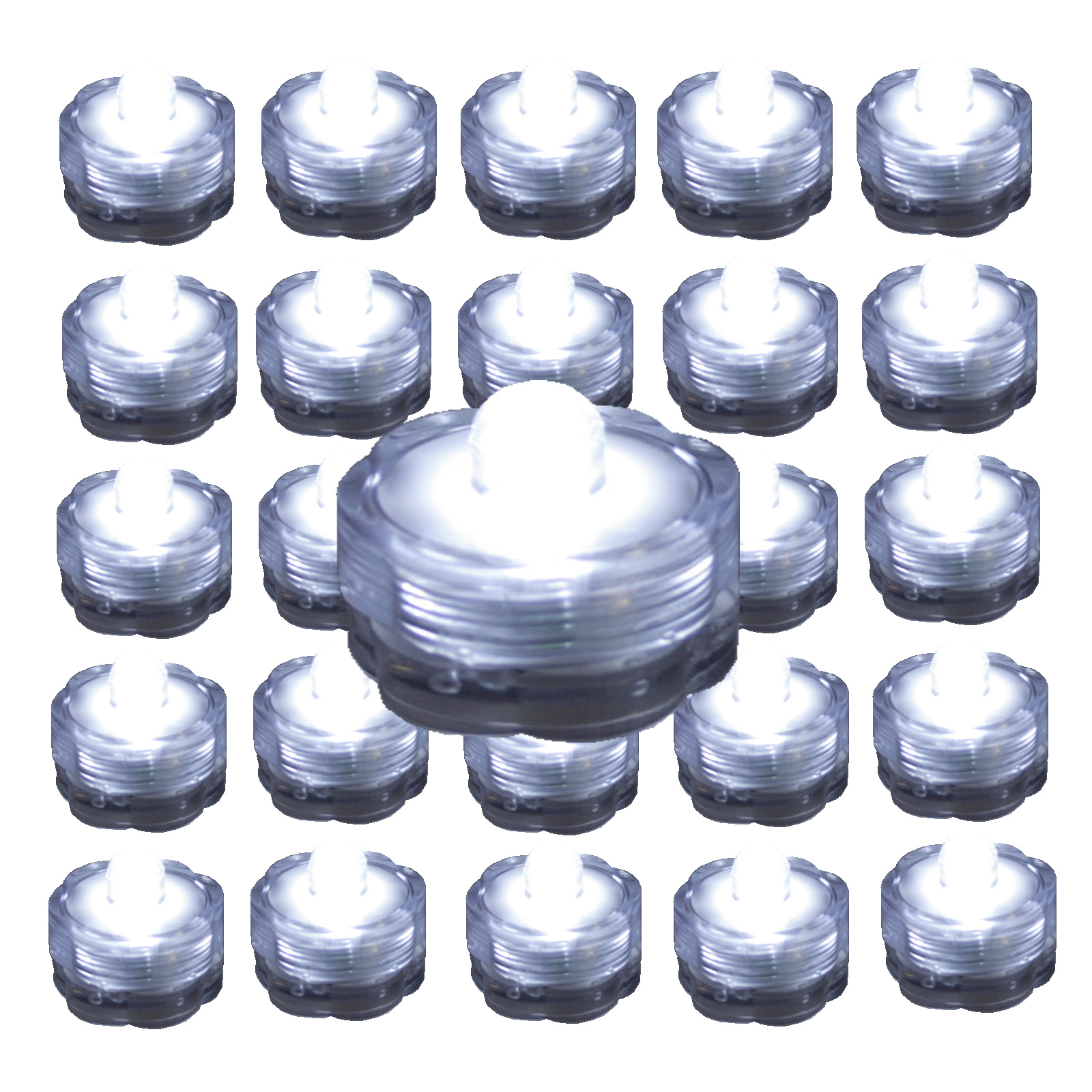 24 Pack~White~Submersible Waterproof Underwater Battery LED Tea Light~Wedding