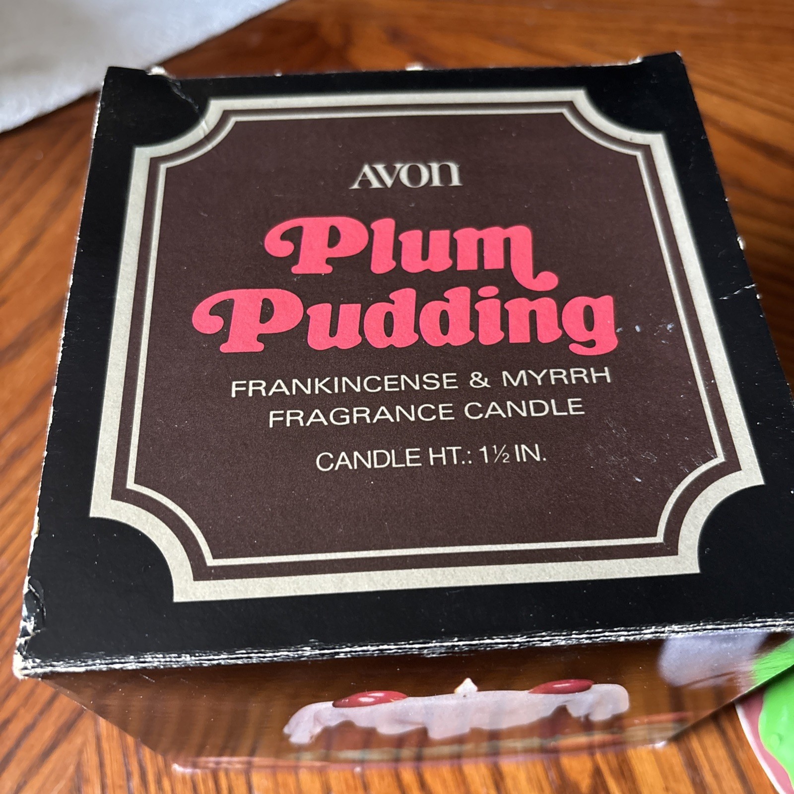 1978 Avon PLUM PUDDING FRANKINCENSE & MYRRH FRAGRANCE CANDLE 1 1/2” ~ New in Box