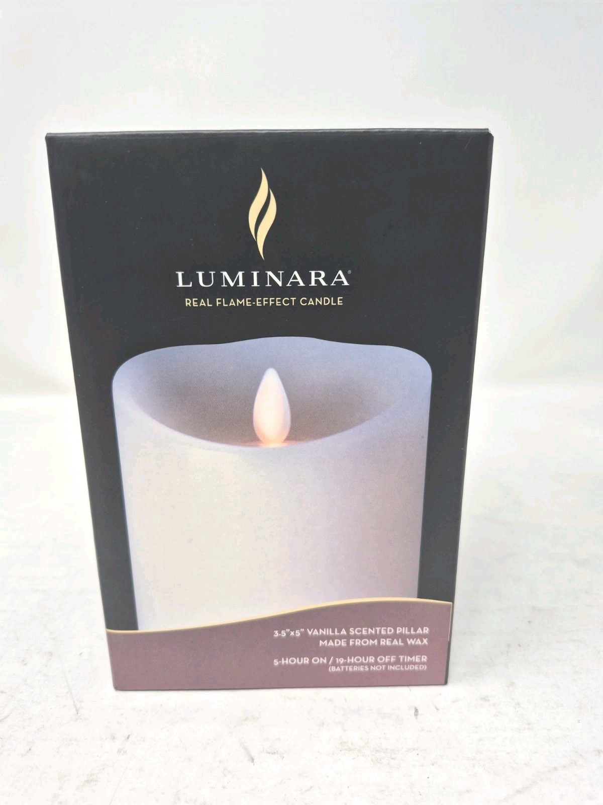 Luminara Flicker Flameless Candle Vanilla Scented Wax Pillar Timer-Very Good.