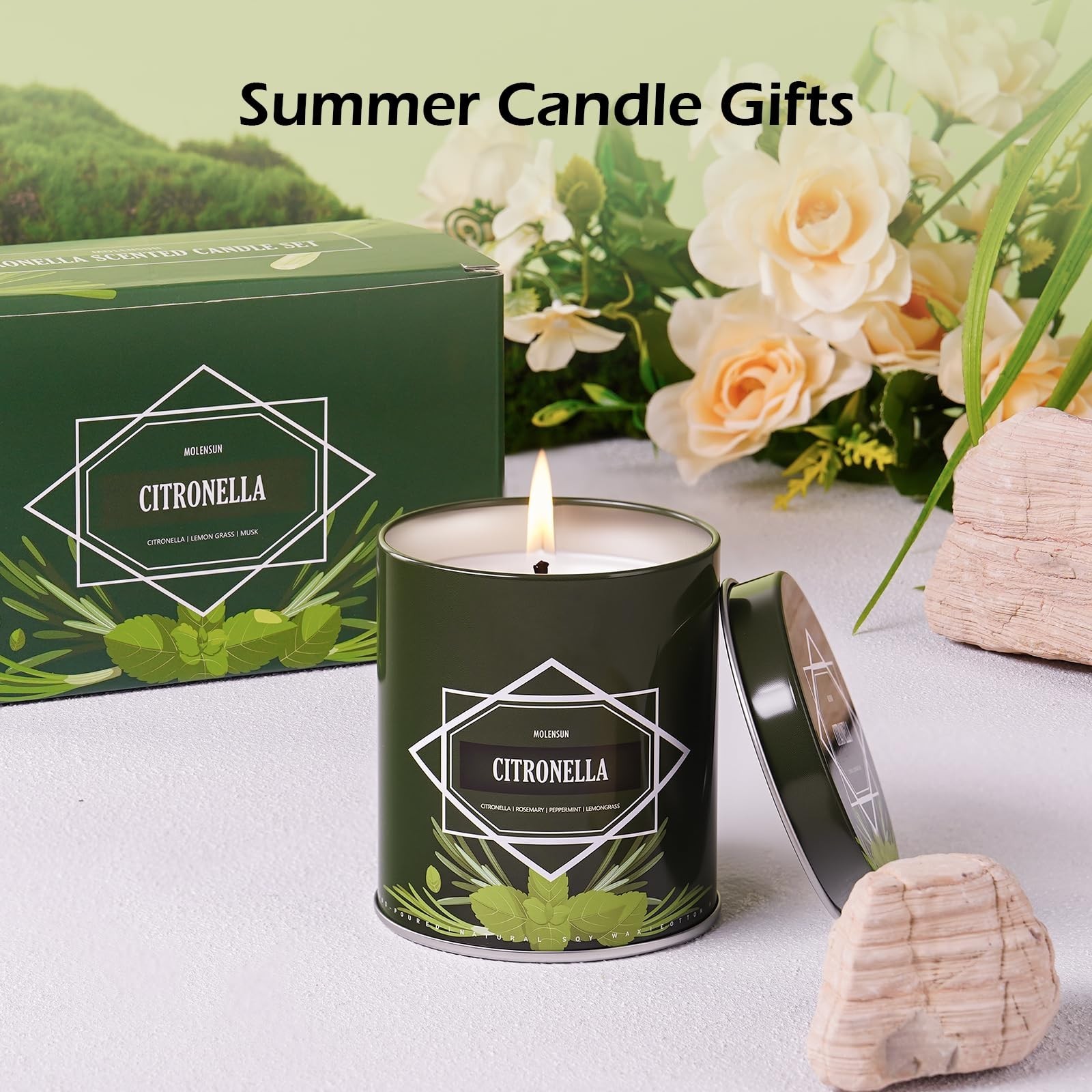 Citronella Candles 4-Pack, 36oz Total, Outdoor Patio & Garden, 50-Hour Burn Time