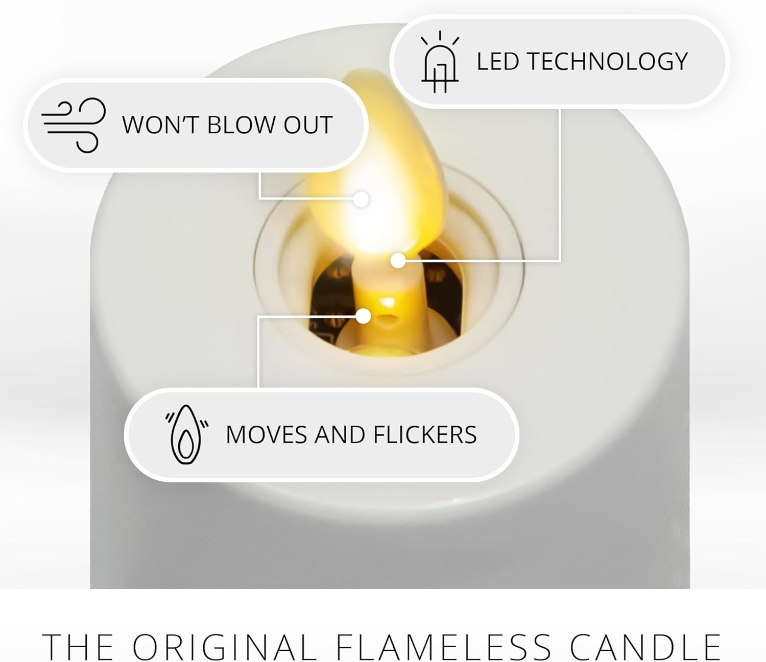 Moving Flame LED Flameless Tealight (1.4″ X 2″) Remote Ready Battery Operated Pl