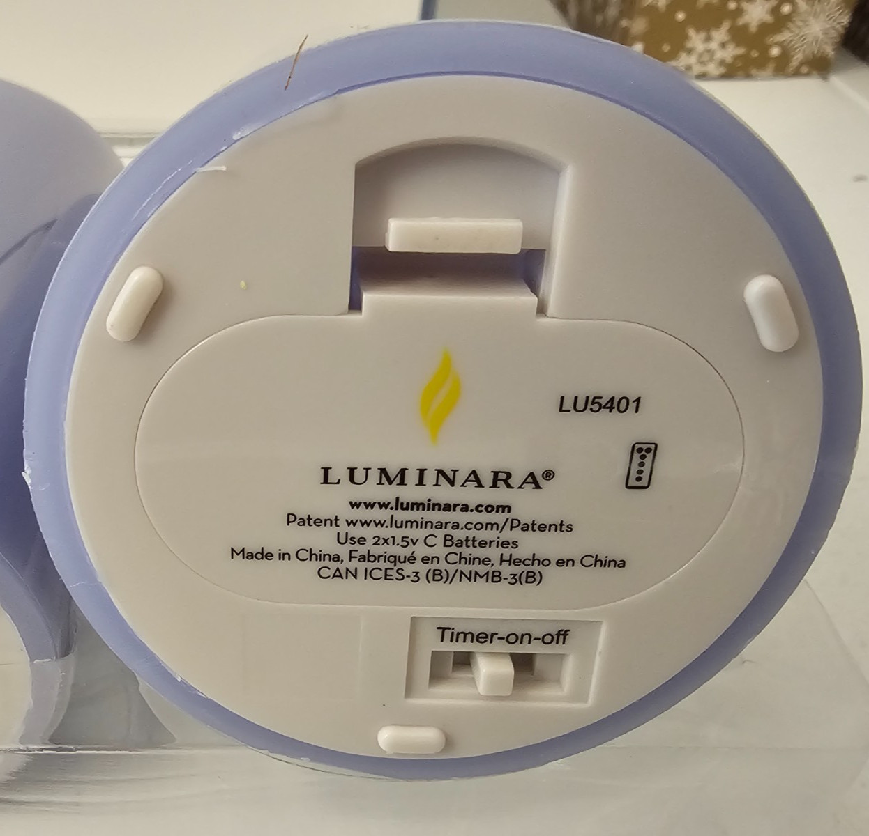 Luminara Faded Denim 3 Pillar Candle Set Remote Control 4.5, 5.5 & 6.5″ X 3″