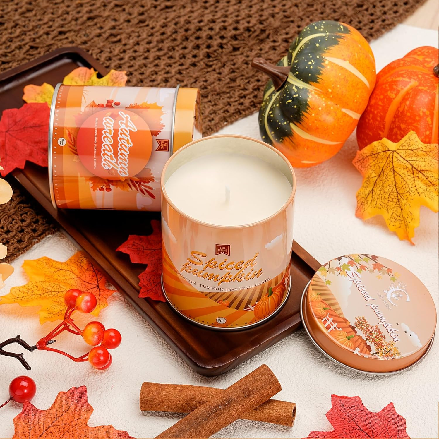 36Oz Scented Fall Candles Set, 4Pack Aromatherapy Soy Wax Candles House Warming