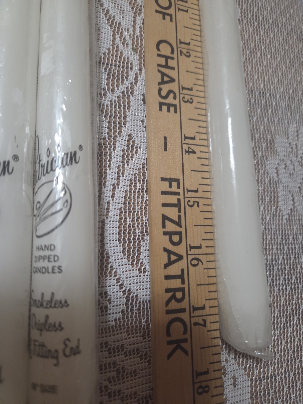 Lot Of 10 Patrician DRIPLESS SMOKELESS Taper Candles 18″ Ivory White NEW No Box