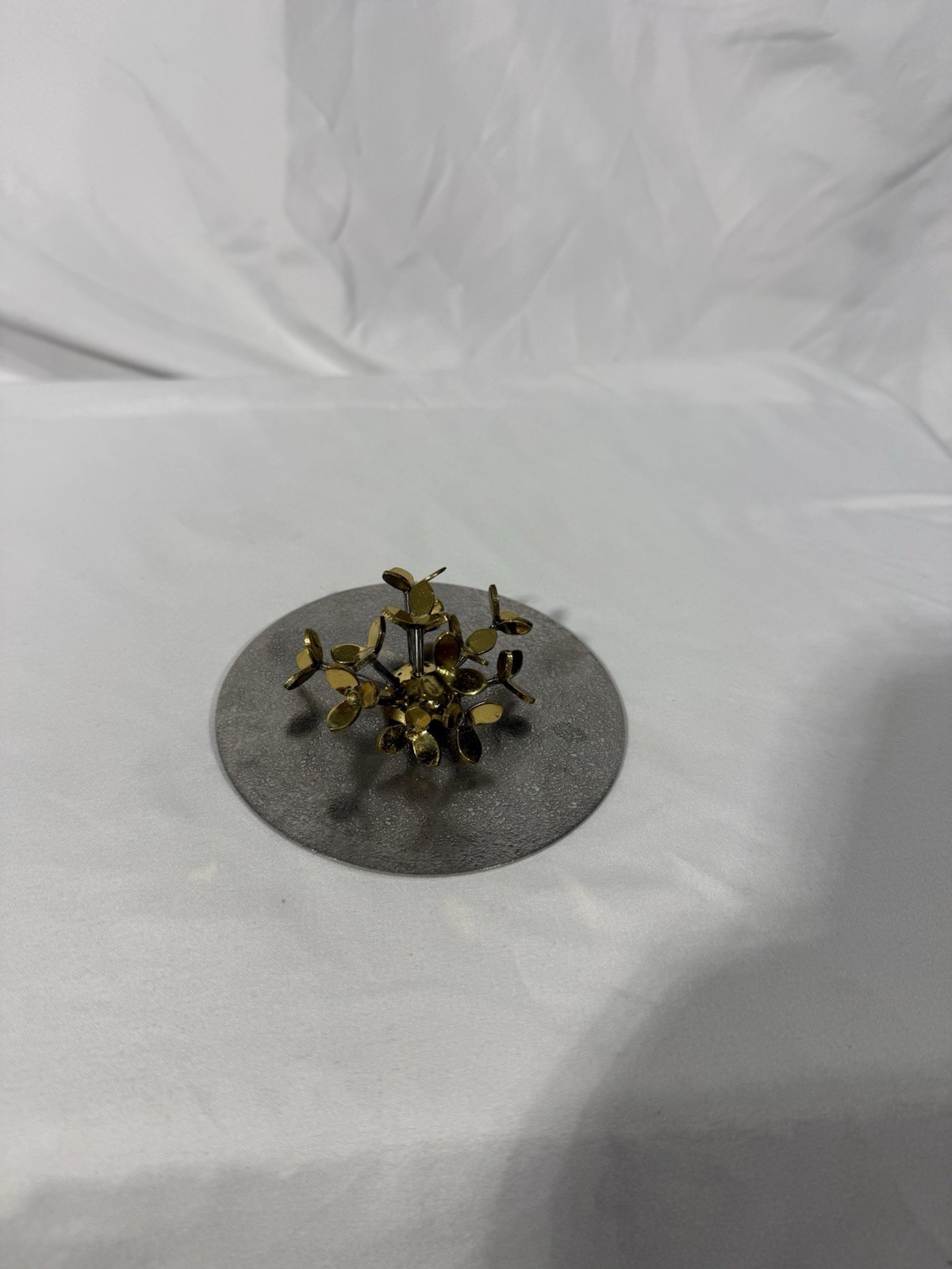 MICHAEL ARAM Gold Candle Replacement Lid, Art Sculpture Signed Flower