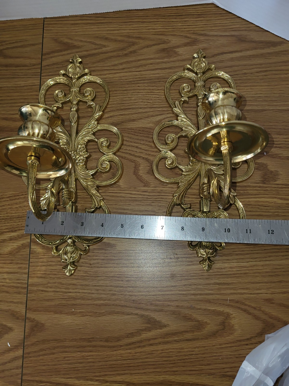 2 Gold Heavy Candle Sconces 12 Inch India