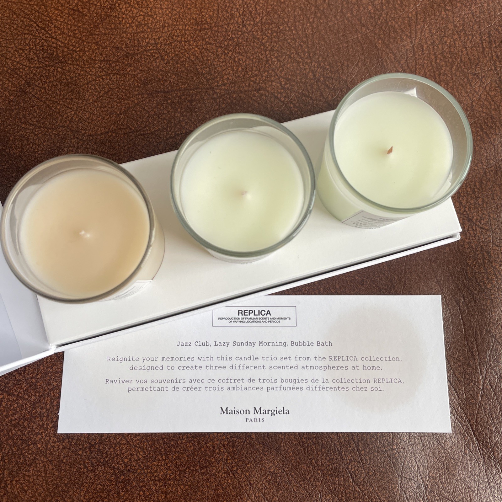 Maison Margiela REPLICA Candle Trio Set 3 x 2.46 oz Fireplace Lazy Sunday Bubble