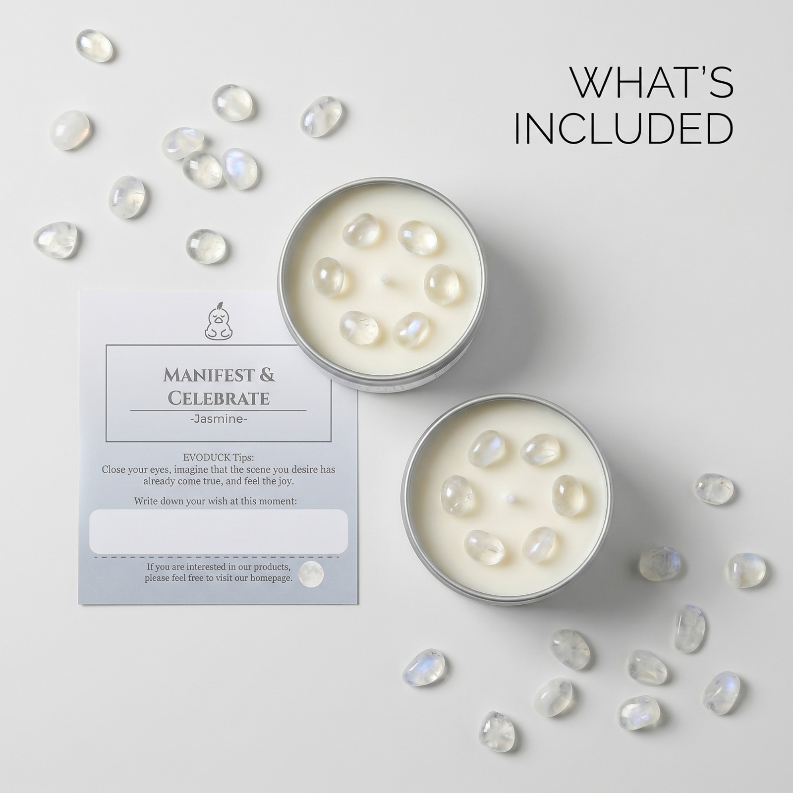 2 Pack Full Moon Candle Crystal Soy Manifestation Witchy Celestial Ritual Gift