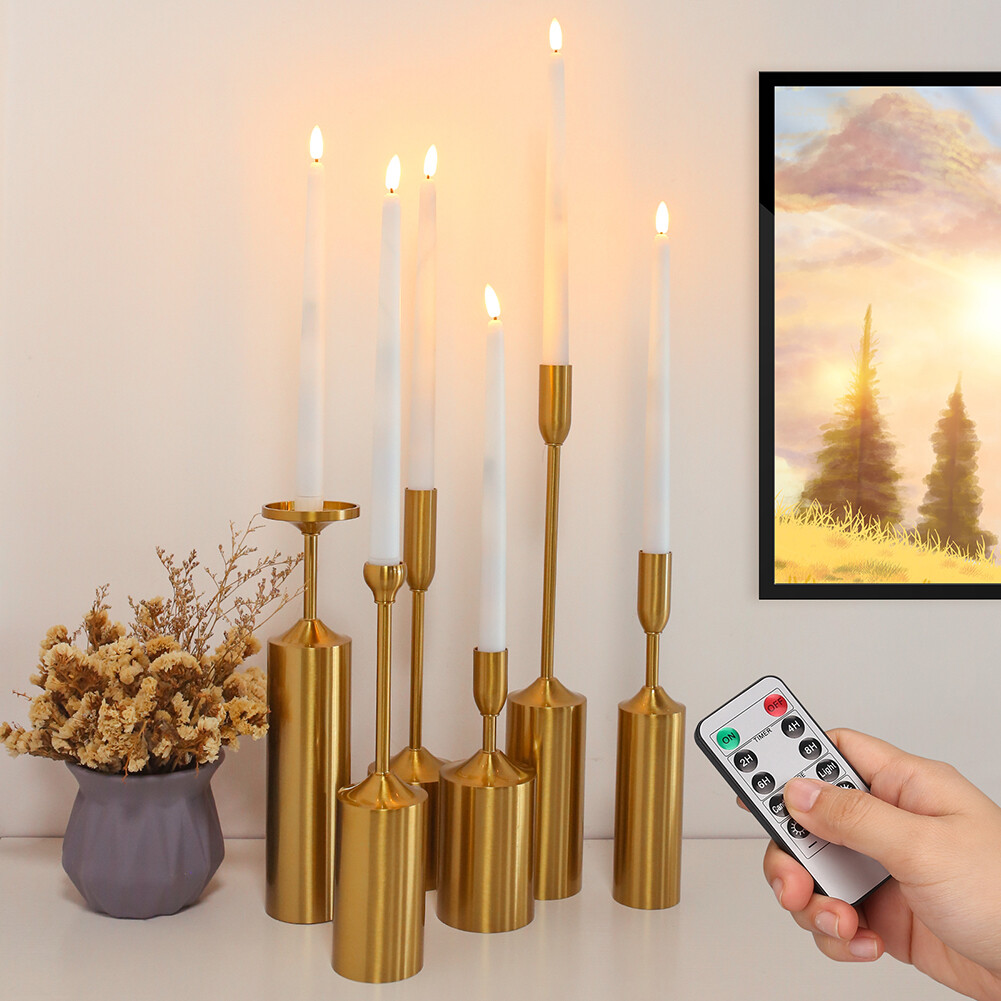 12Pack Flickering Flameless Taper Candles Light with Remote Control Timer Dimmer