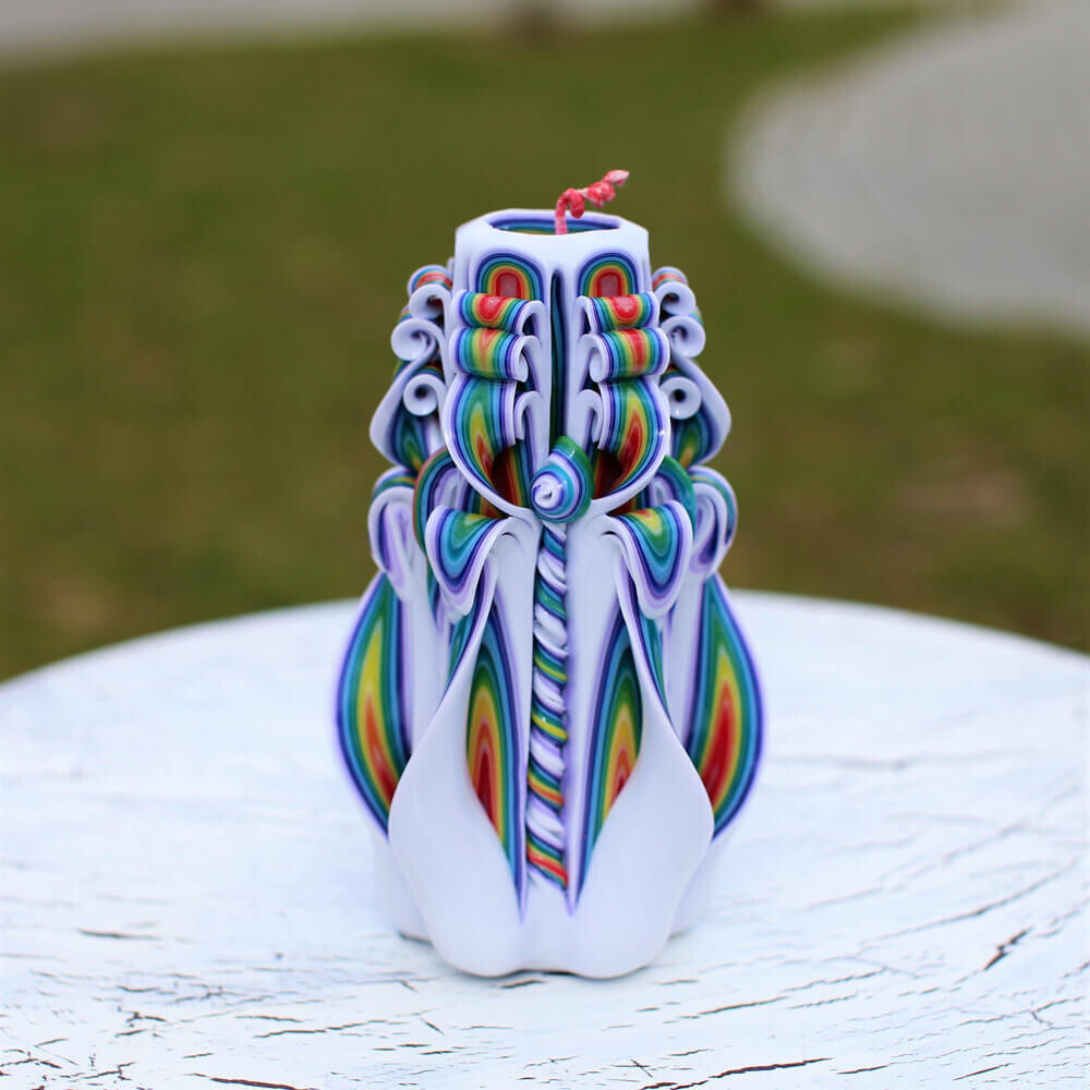 Hand Carved Candle Rainbow 6.7”-Mother’s Day Gift-Oscar Candles