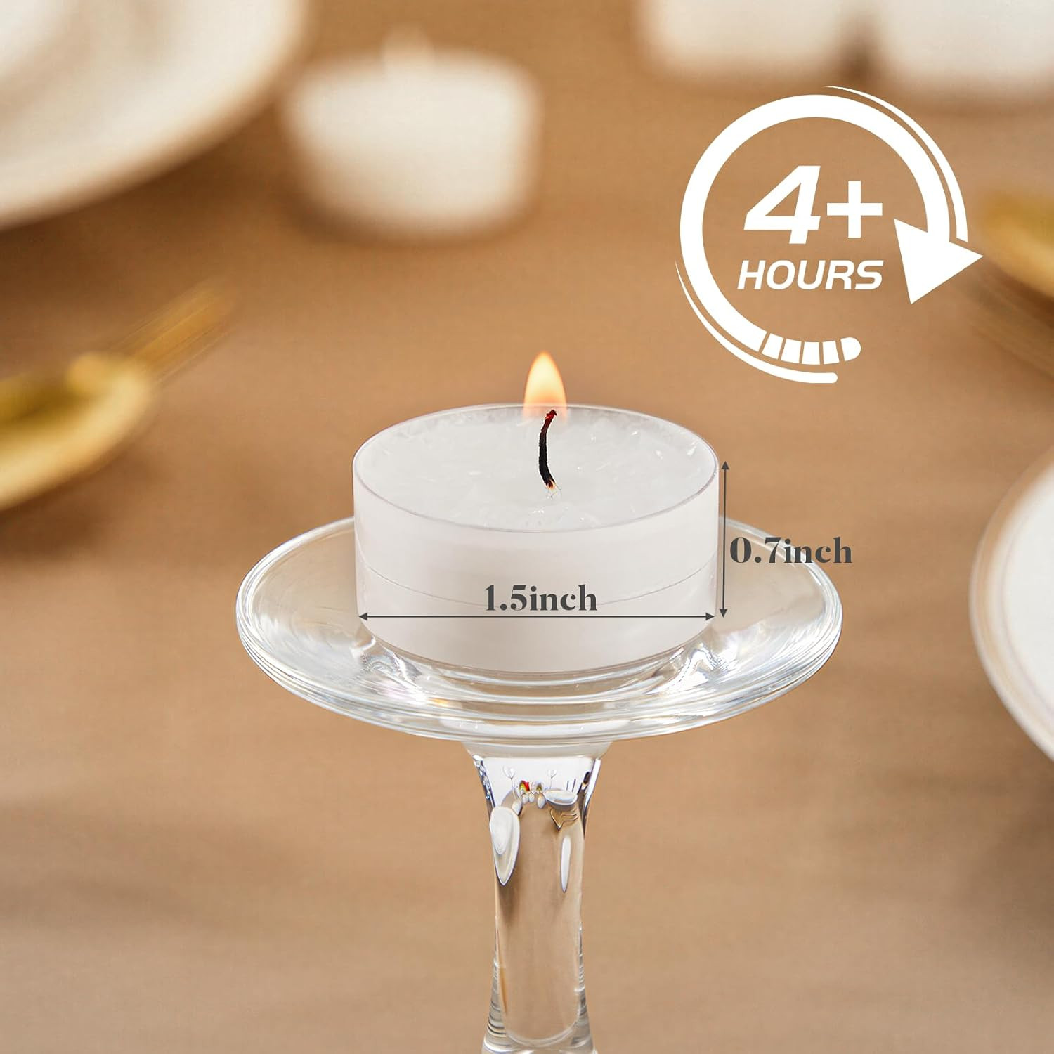 Unscented Palm Tea Lights Candles, 16 Pack | 4-Hour White Candles in Acrylic Cup