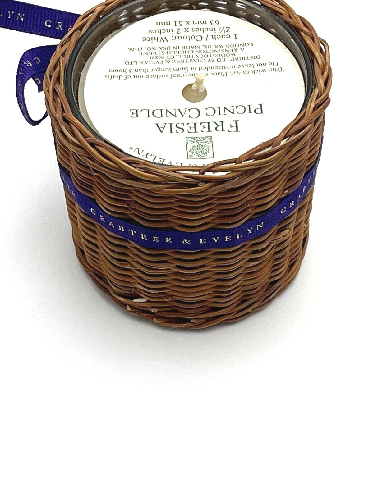 Crabtree And Evelyn Freesia Picnic Candle Vintage NEW, 2 1/2 in x 2 in