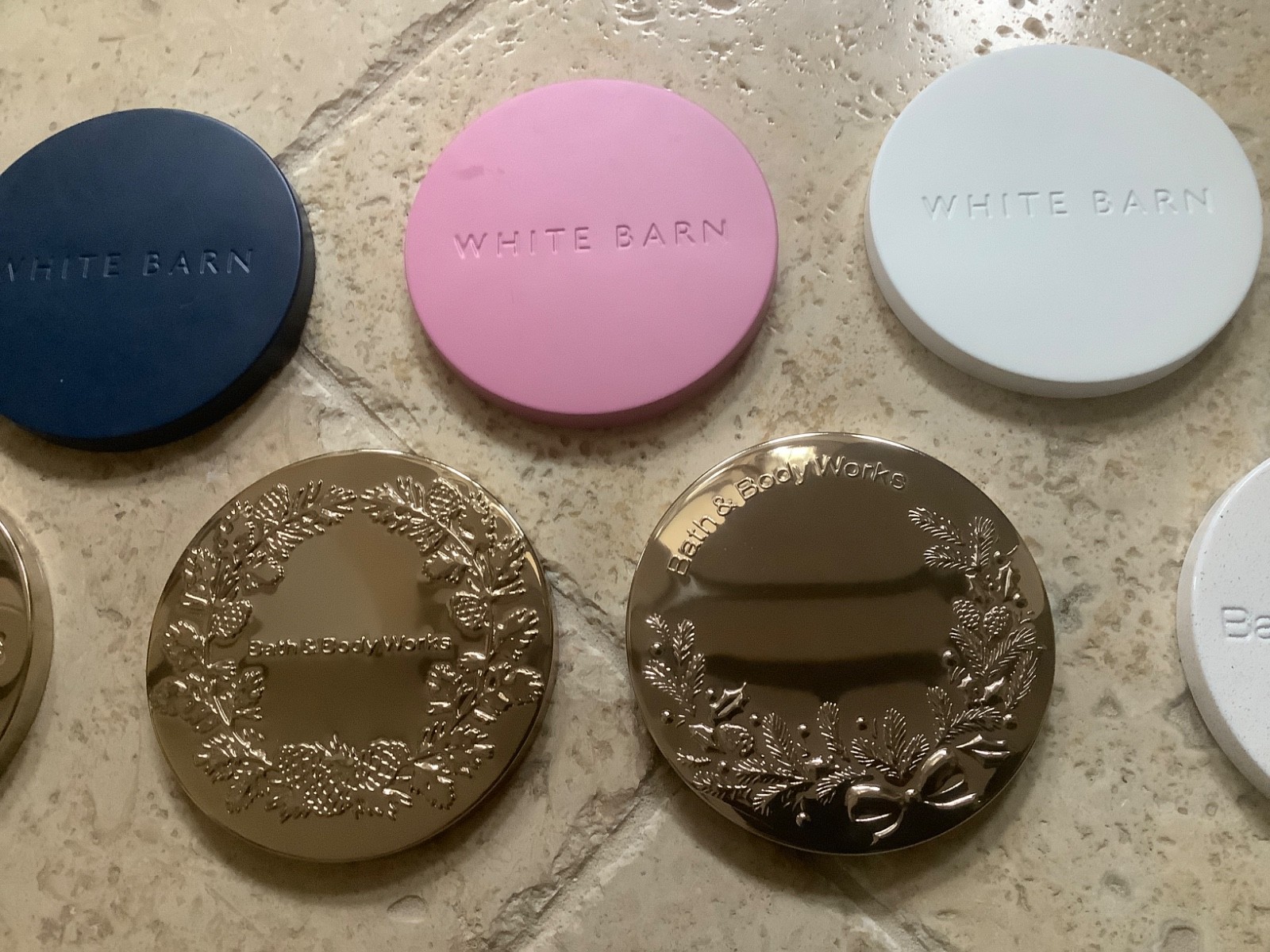 Bath & Body Works 3 Wick Candle Lids Multi Color Metal (Lids Only – Lot of 9)
