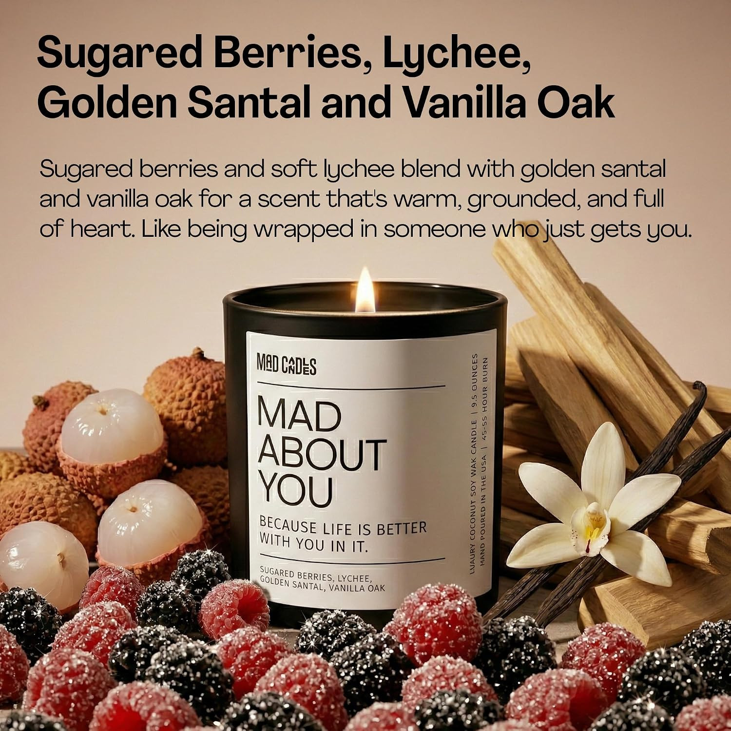 – Mad about You | Luxury Scented Candle for Bedroom & Living Room Décor | 9.5Oz