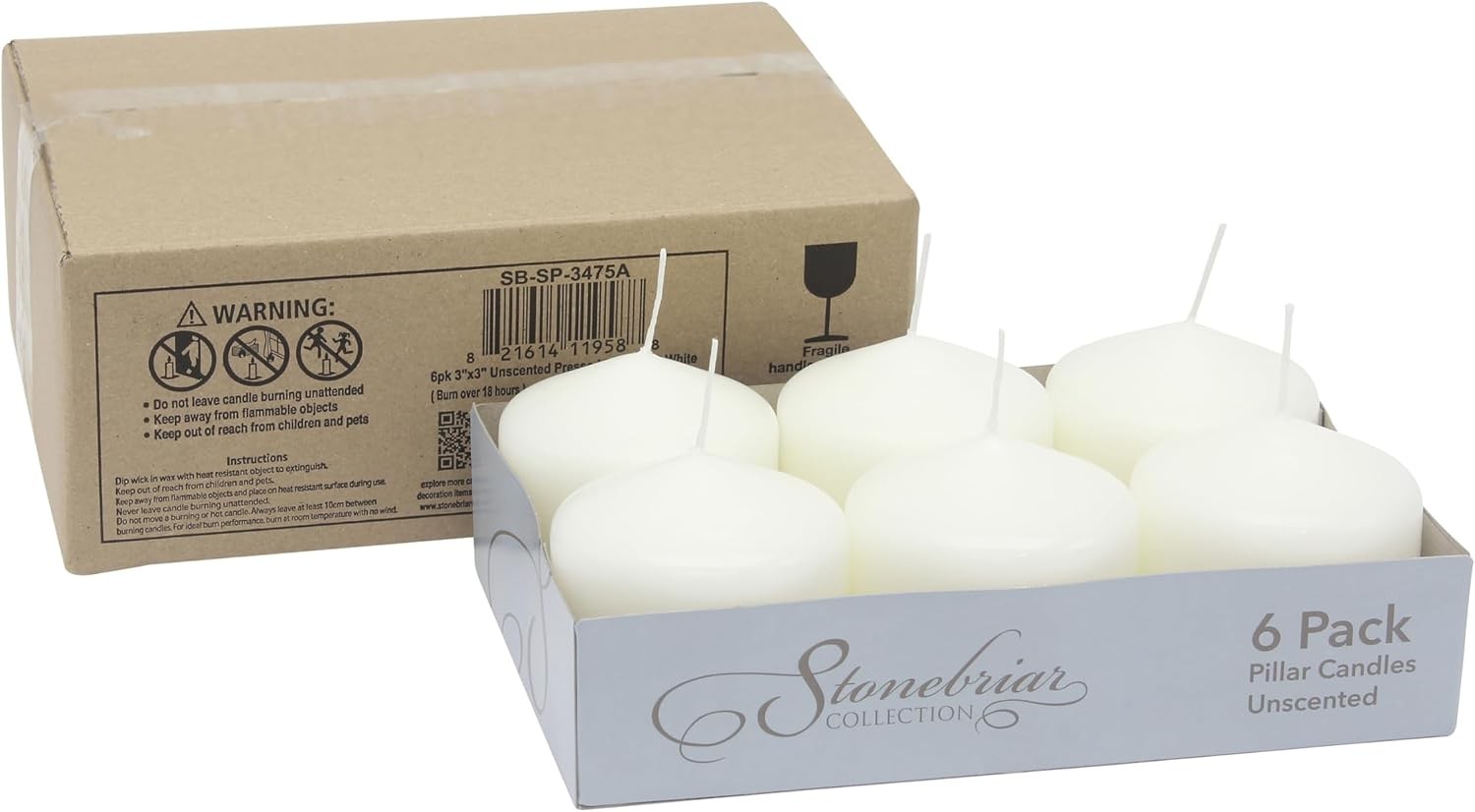 Unscented White Tall Pillar Candles 18 Hour Burning Candle Pillars Perfect for
