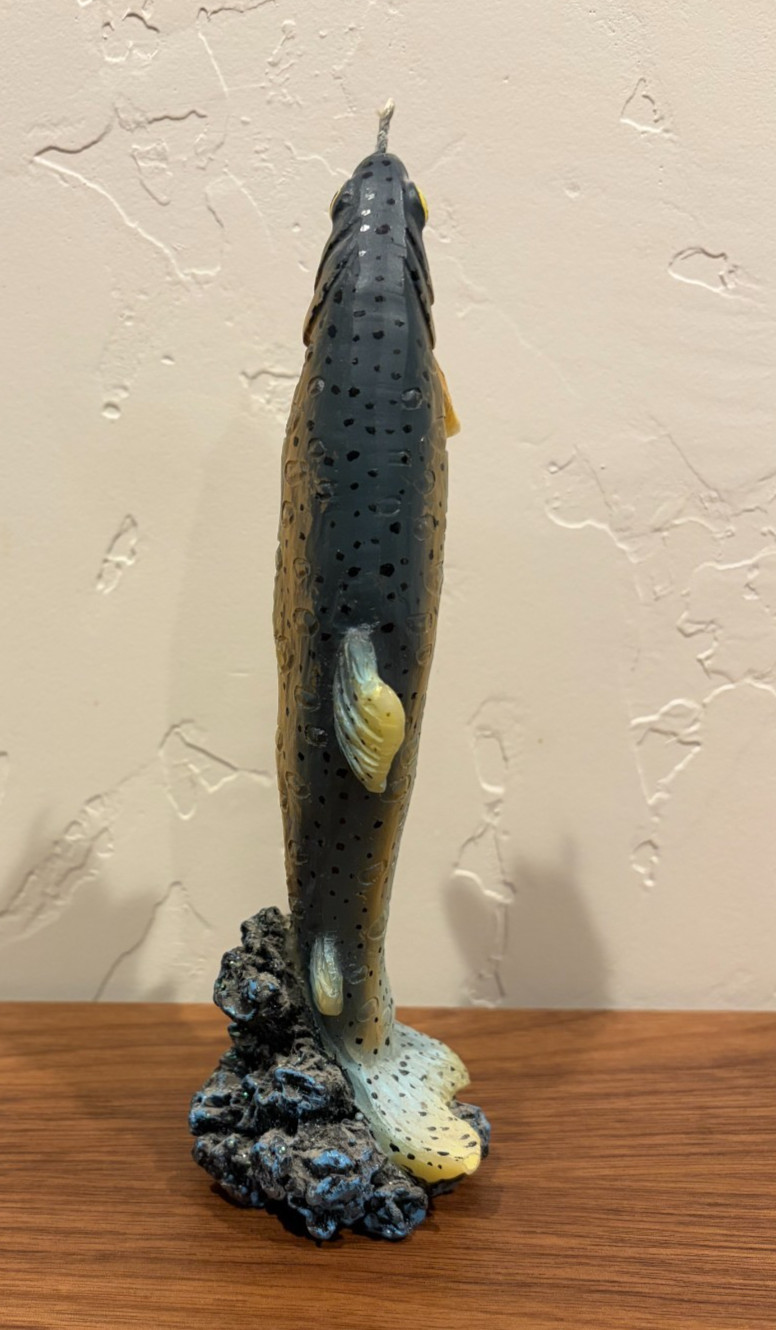 Life-Like 8″ Tall Rainbow Trout Candle Excellent Condition Unused No Box LOOK!