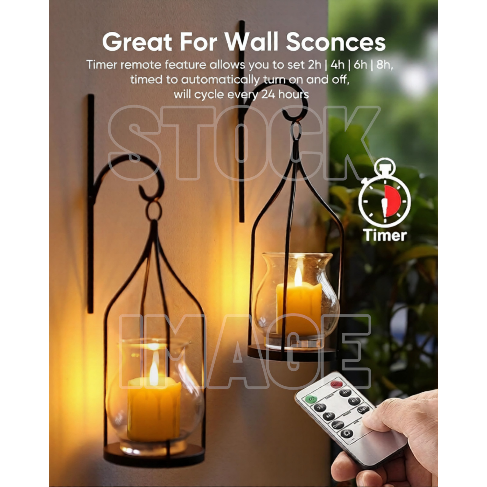 12 Pack 2″ x 2″ Timer Remote Control Flameless Votive Candles Battery Operated