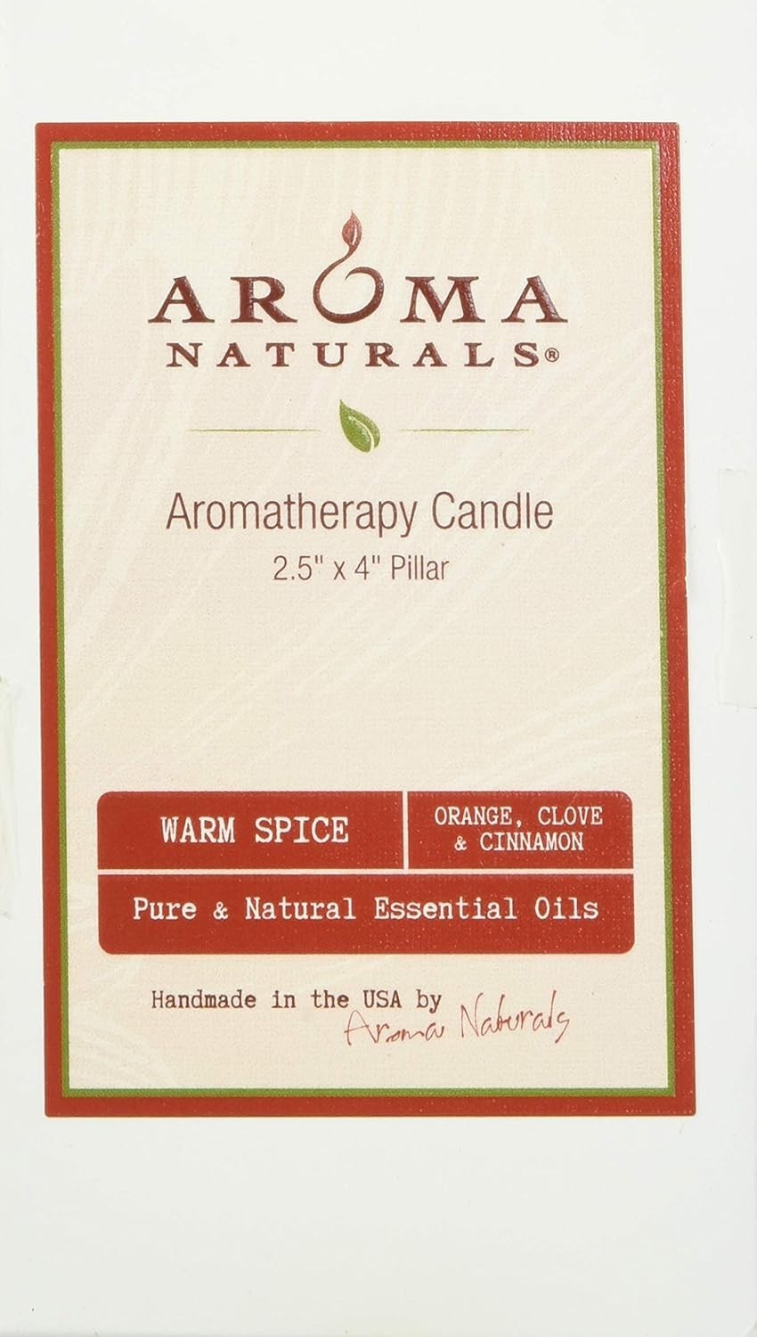 Warm Spice Pillar Candle – Citrus and Clove Essence, 2.5 in x 4 in, 50 Hour Burn