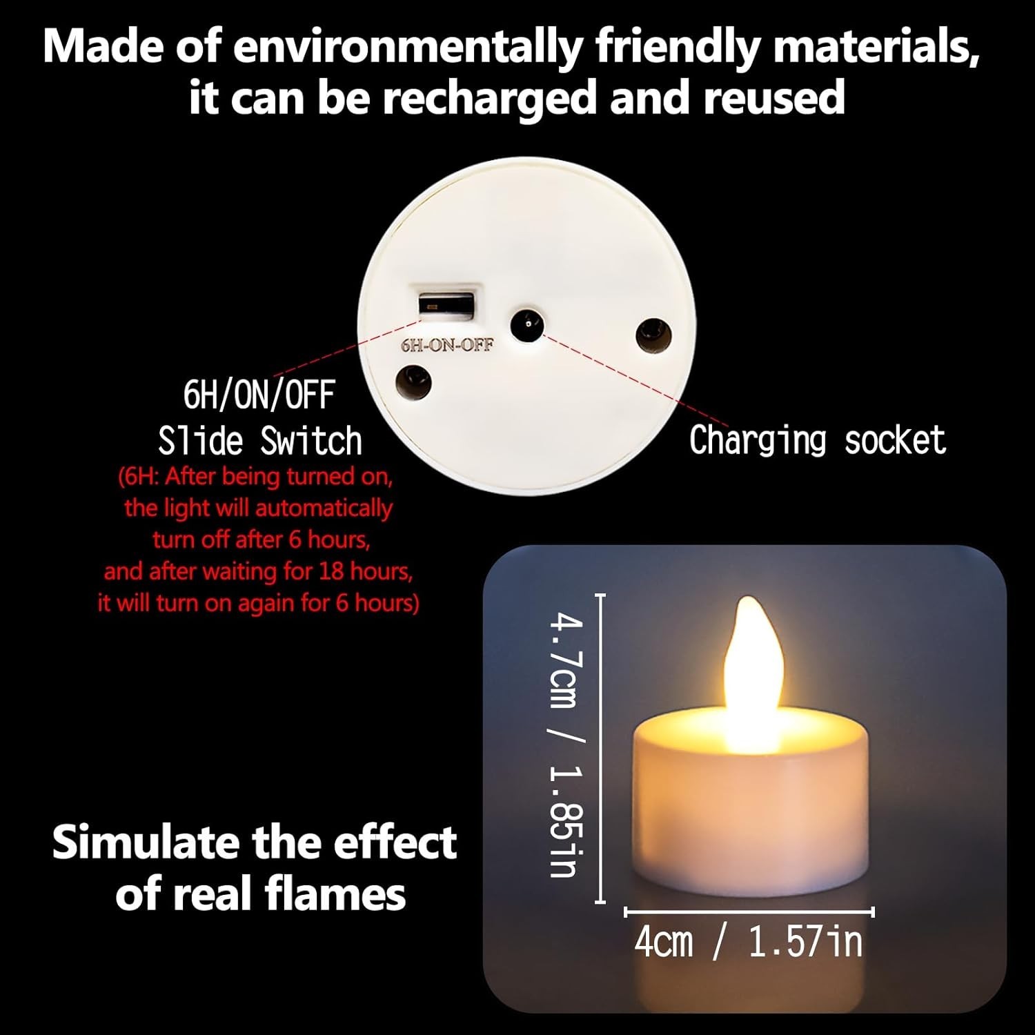 12pcs LED Rechargeable Tea Lights with Remote Timer and USB Charging Base Fla…