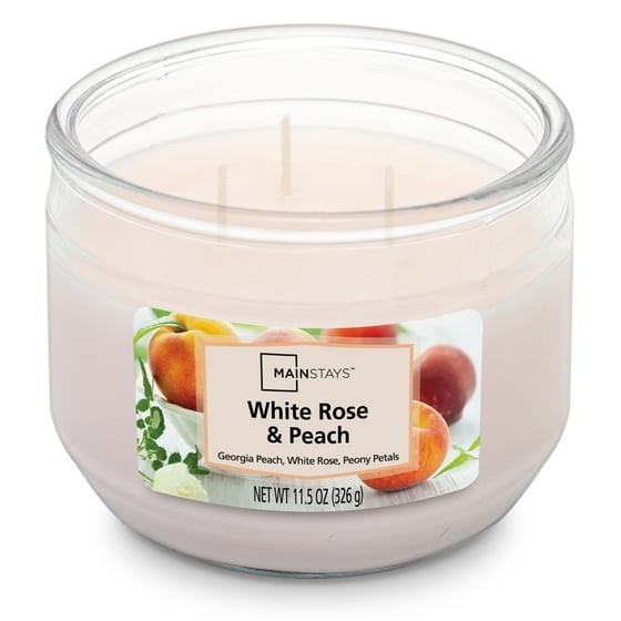 (2 pack) Mainstays White Rose & Peach 3 Wick Candle, 11.5 oz,Father’s Day